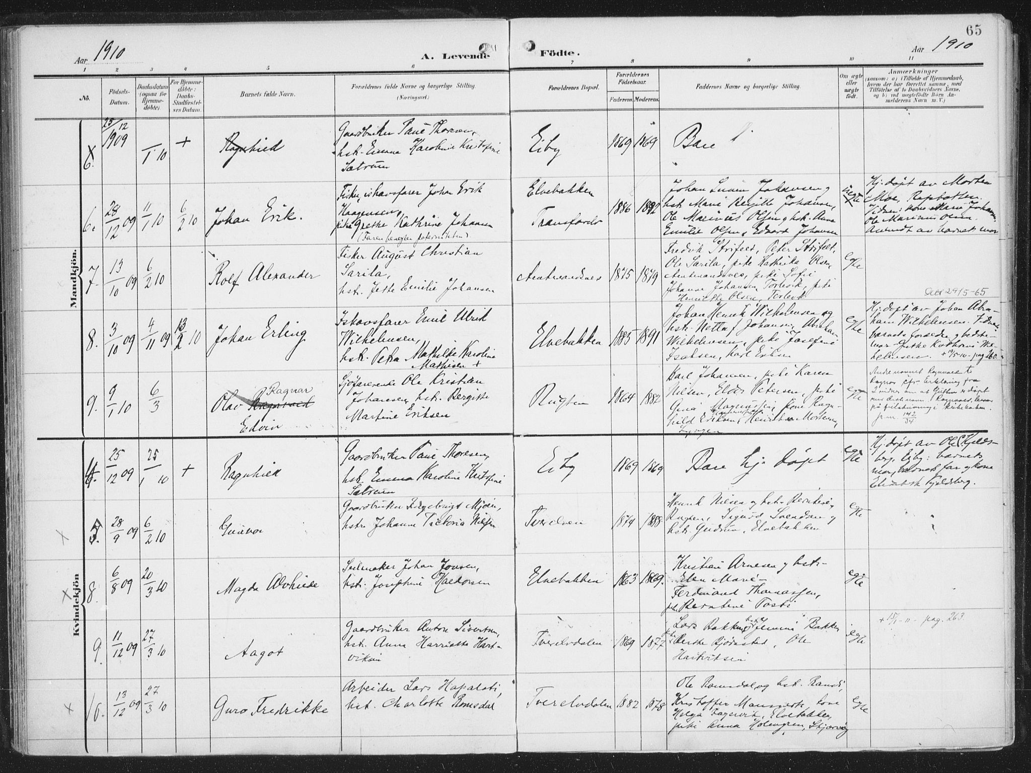 Alta sokneprestkontor, SATØ/S-1338/H/Ha/L0005.kirke: Parish register (official) no. 5, 1904-1918, p. 65