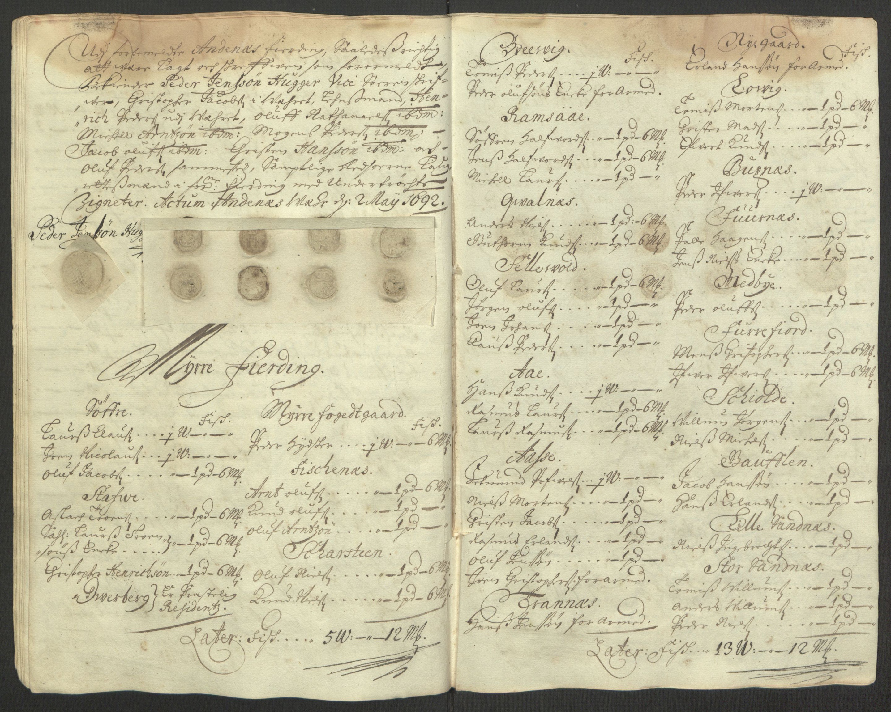 Rentekammeret inntil 1814, Reviderte regnskaper, Fogderegnskap, AV/RA-EA-4092/R67/L4676: Fogderegnskap Vesterålen, Andenes og Lofoten, 1691-1693, p. 153