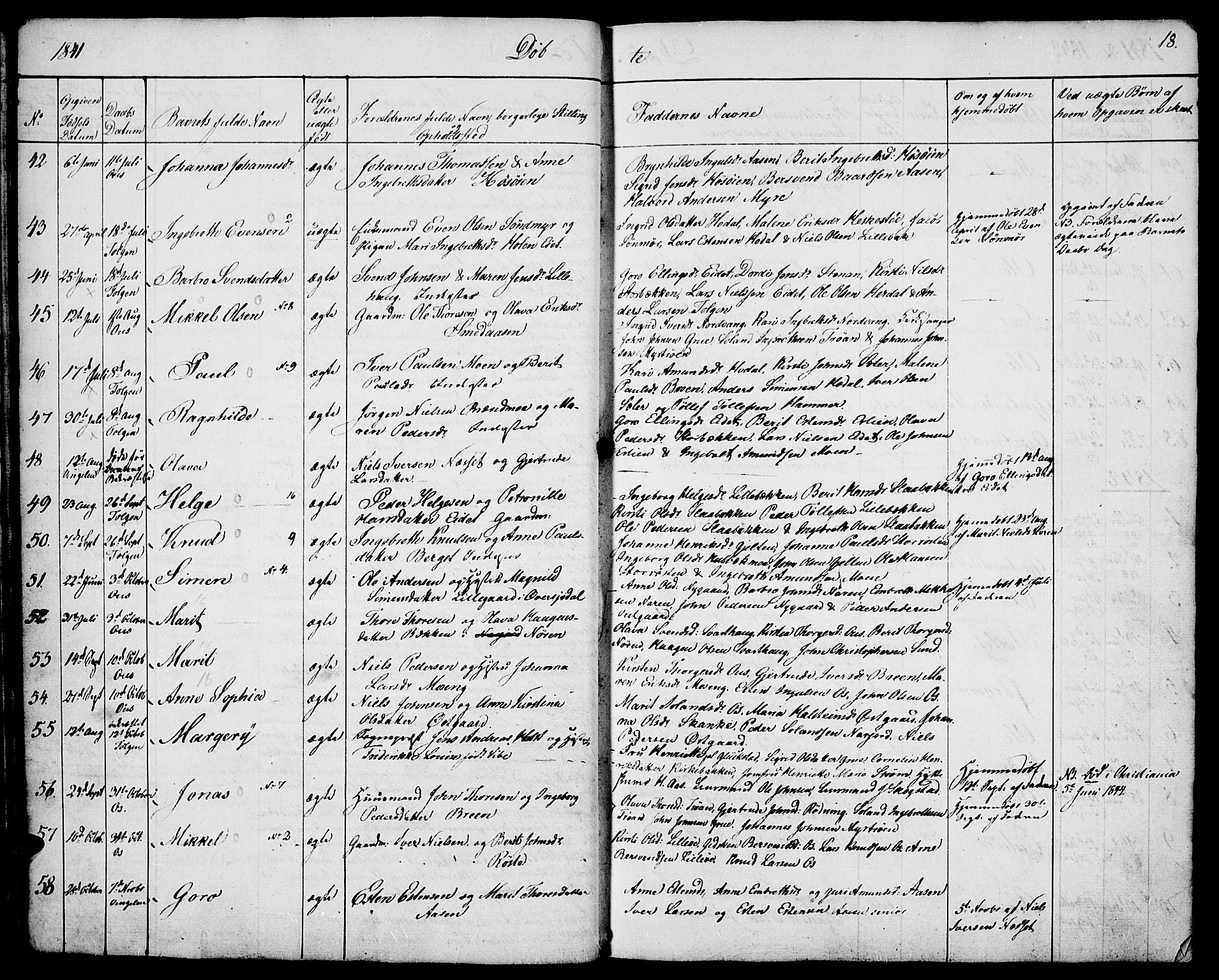 Tolga prestekontor, AV/SAH-PREST-062/K/L0005: Parish register (official) no. 5, 1836-1852, p. 18