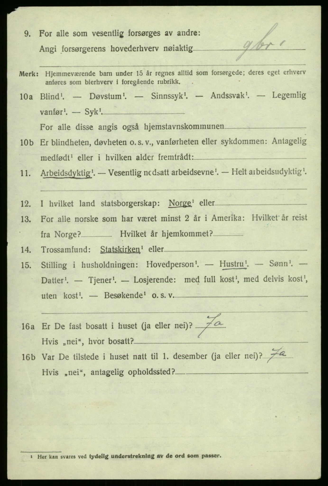 SAB, 1920 census for Aurland, 1920, p. 4291