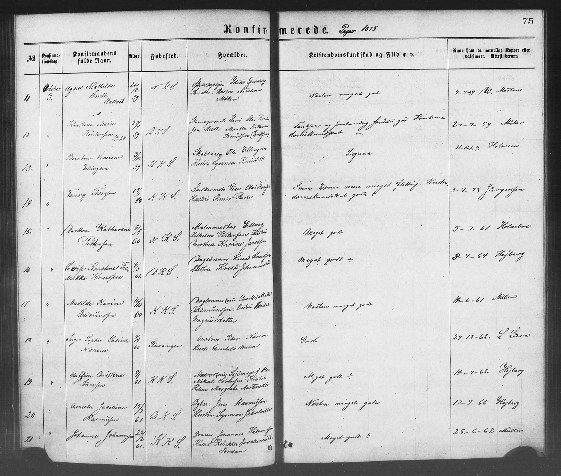 Korskirken sokneprestembete, SAB/A-76101/H/Haa/L0028: Parish register (official) no. C 4, 1868-1879, p. 75