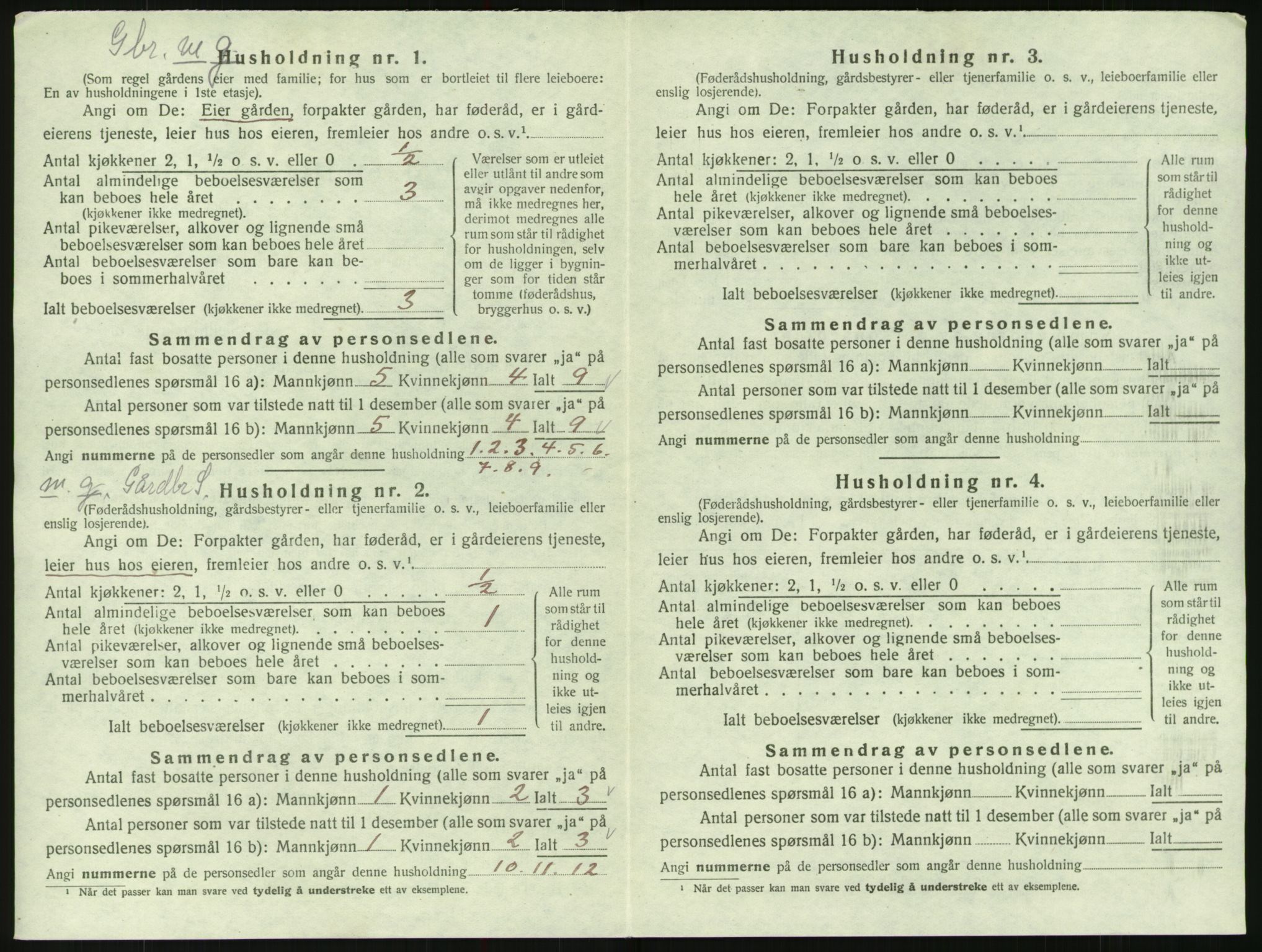 SAK, 1920 census for Bygland, 1920, p. 358