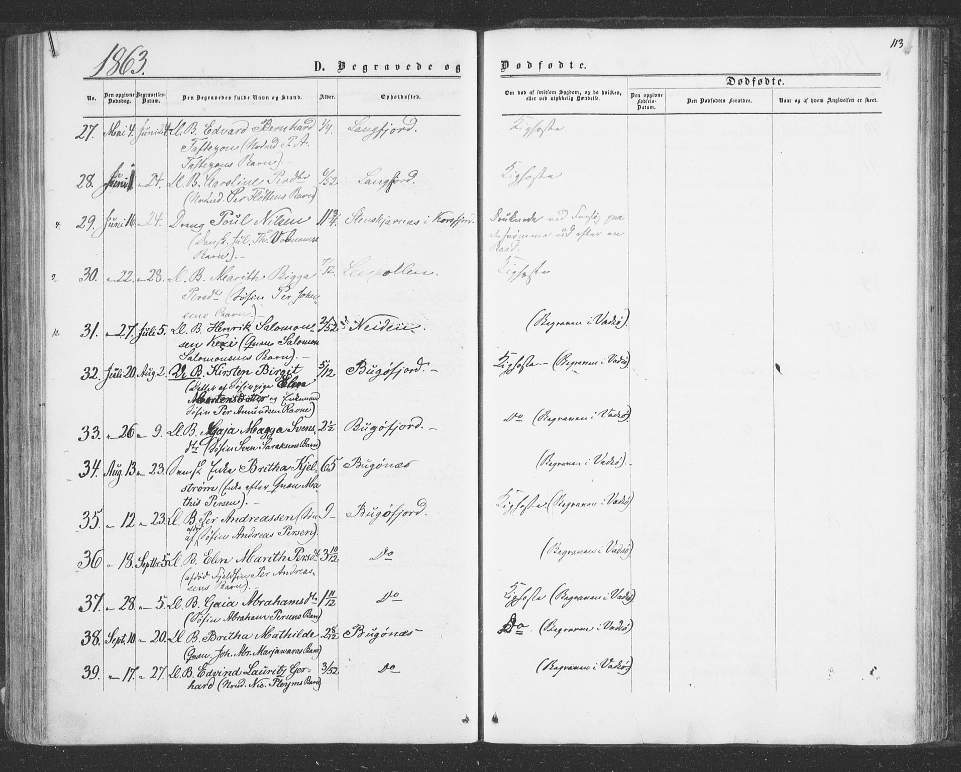 Sør-Varanger sokneprestkontor, SATØ/S-1331/H/Ha/L0001kirke: Parish register (official) no. 1, 1863-1872, p. 113