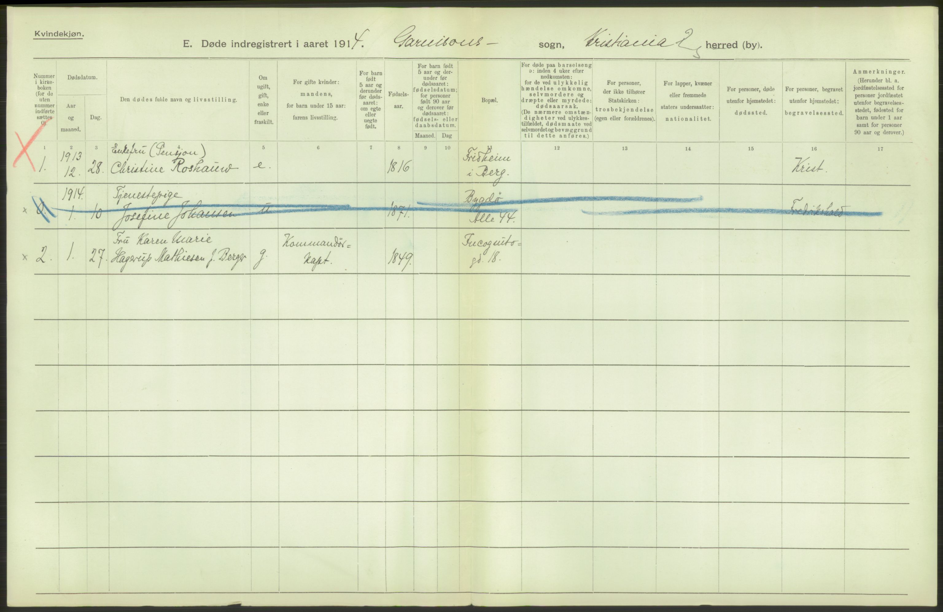 Statistisk sentralbyrå, Sosiodemografiske emner, Befolkning, RA/S-2228/D/Df/Dfb/Dfbd/L0008: Kristiania: Døde, 1914, p. 40