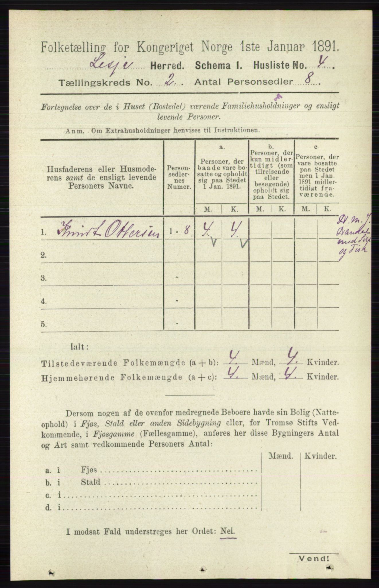 RA, 1891 census for 0512 Lesja, 1891, p. 373