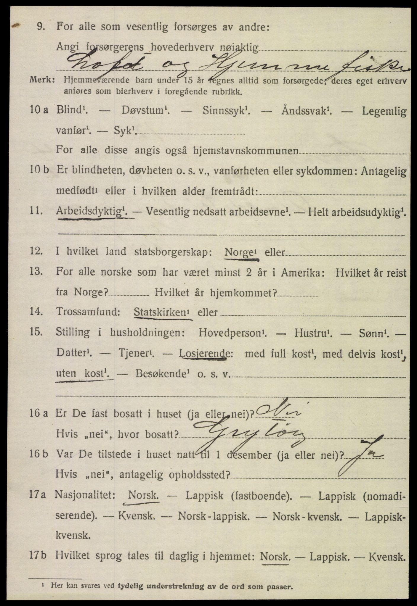 SAT, 1920 census for Lurøy, 1920, p. 2610