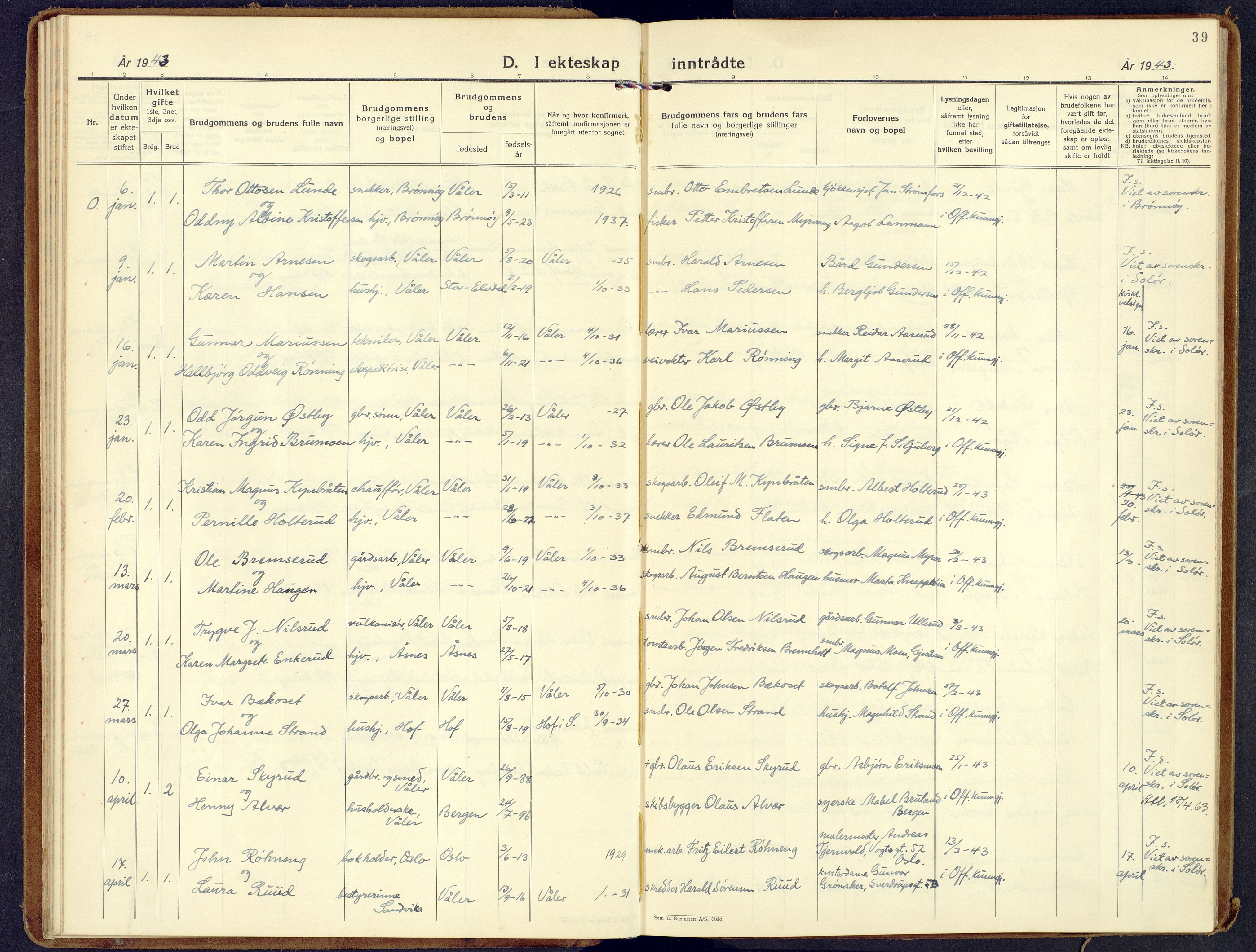 Våler prestekontor, Hedmark, AV/SAH-PREST-040/H/Ha/Haa/L0012: Parish register (official) no. 12, 1933-1952, p. 39