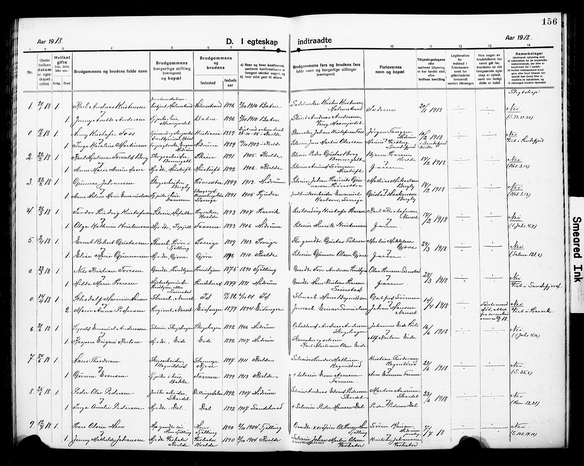 Hedrum kirkebøker, AV/SAKO-A-344/G/Ga/L0005: Parish register (copy) no. I 5, 1916-1930, p. 156