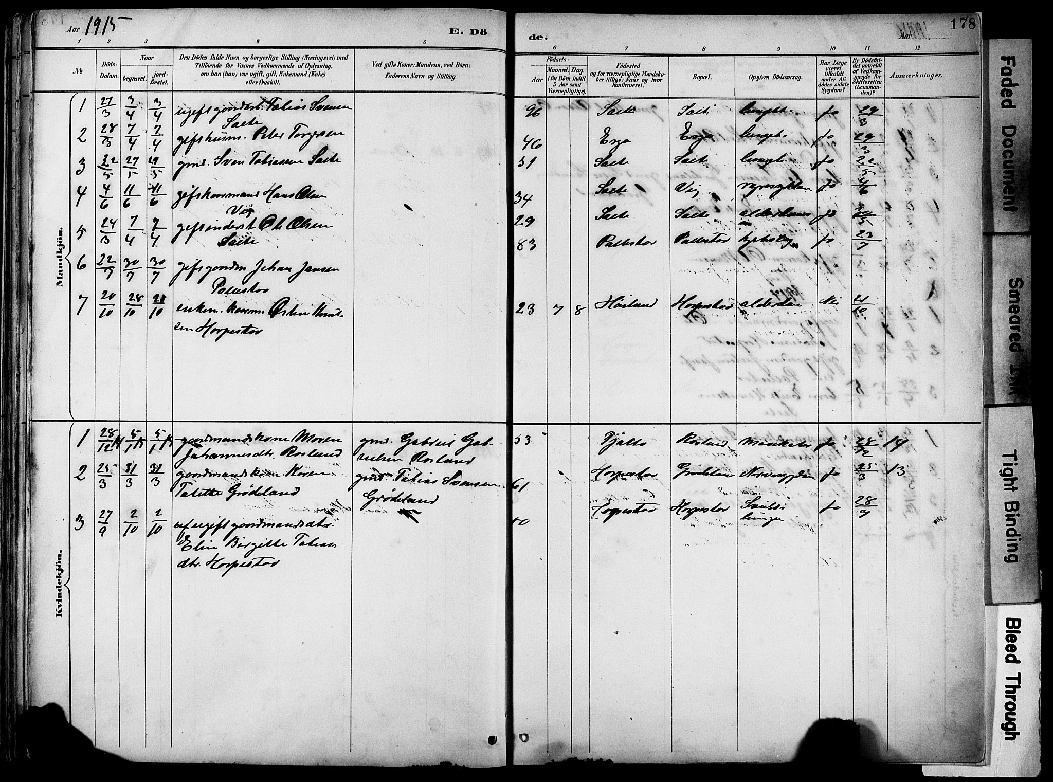 Klepp sokneprestkontor, SAST/A-101803/001/3/30BB/L0005: Parish register (copy) no. B 5, 1889-1918, p. 178