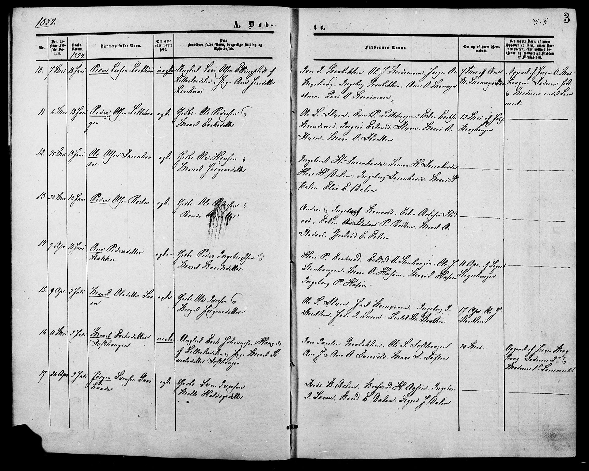 Lesja prestekontor, SAH/PREST-068/H/Ha/Haa/L0007: Parish register (official) no. 7, 1854-1862, p. 3