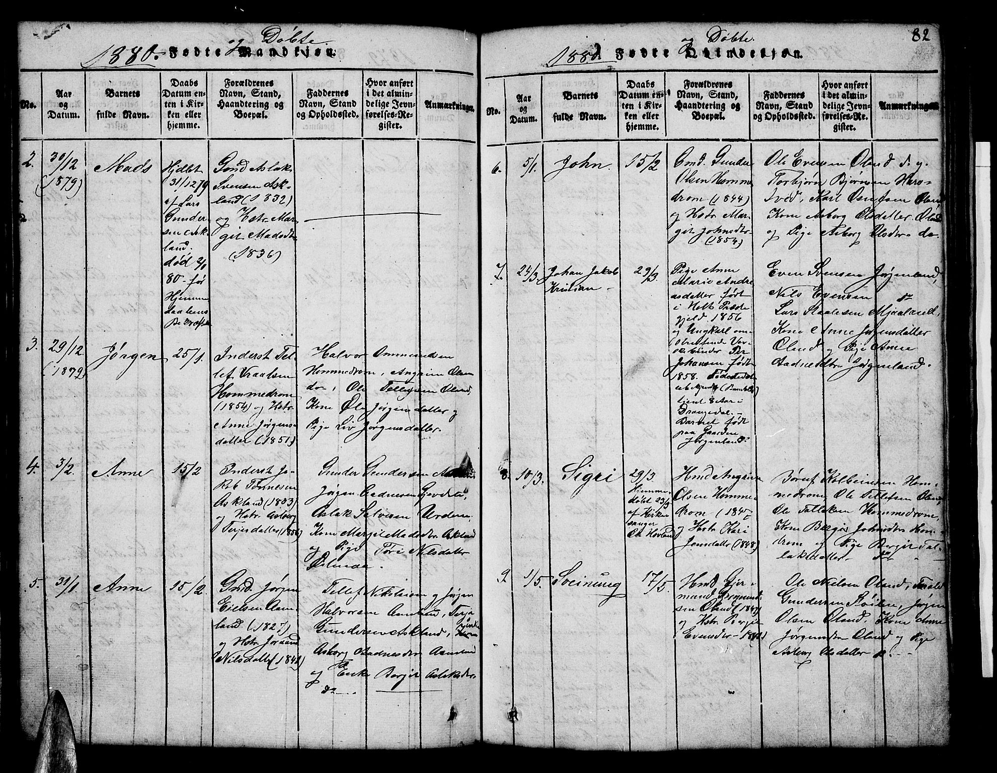 Åmli sokneprestkontor, AV/SAK-1111-0050/F/Fb/Fba/L0001: Parish register (copy) no. B 1, 1816-1890, p. 82