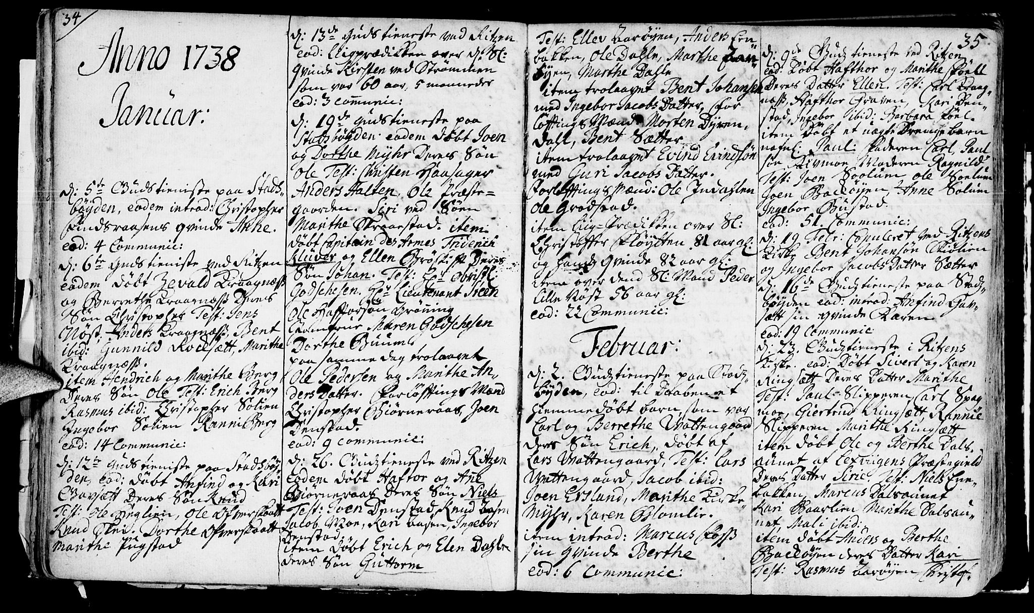 Ministerialprotokoller, klokkerbøker og fødselsregistre - Sør-Trøndelag, SAT/A-1456/646/L0604: Parish register (official) no. 646A02, 1735-1750, p. 34-35
