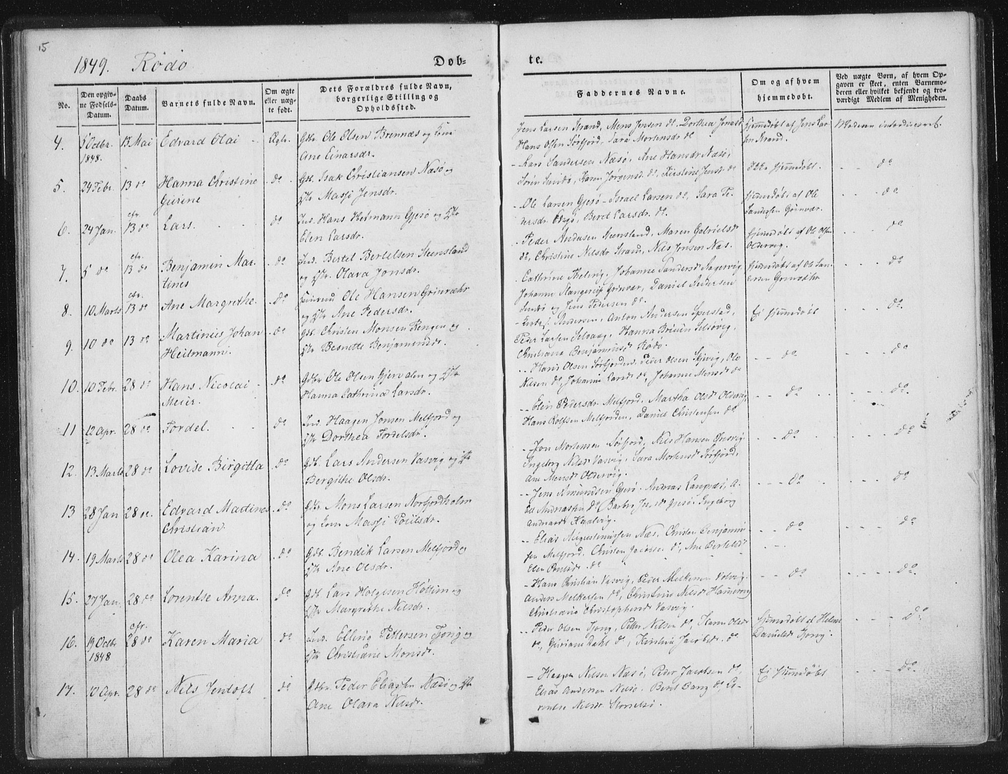 Ministerialprotokoller, klokkerbøker og fødselsregistre - Nordland, AV/SAT-A-1459/841/L0602: Parish register (official) no. 841A08 /1, 1845-1859, p. 15