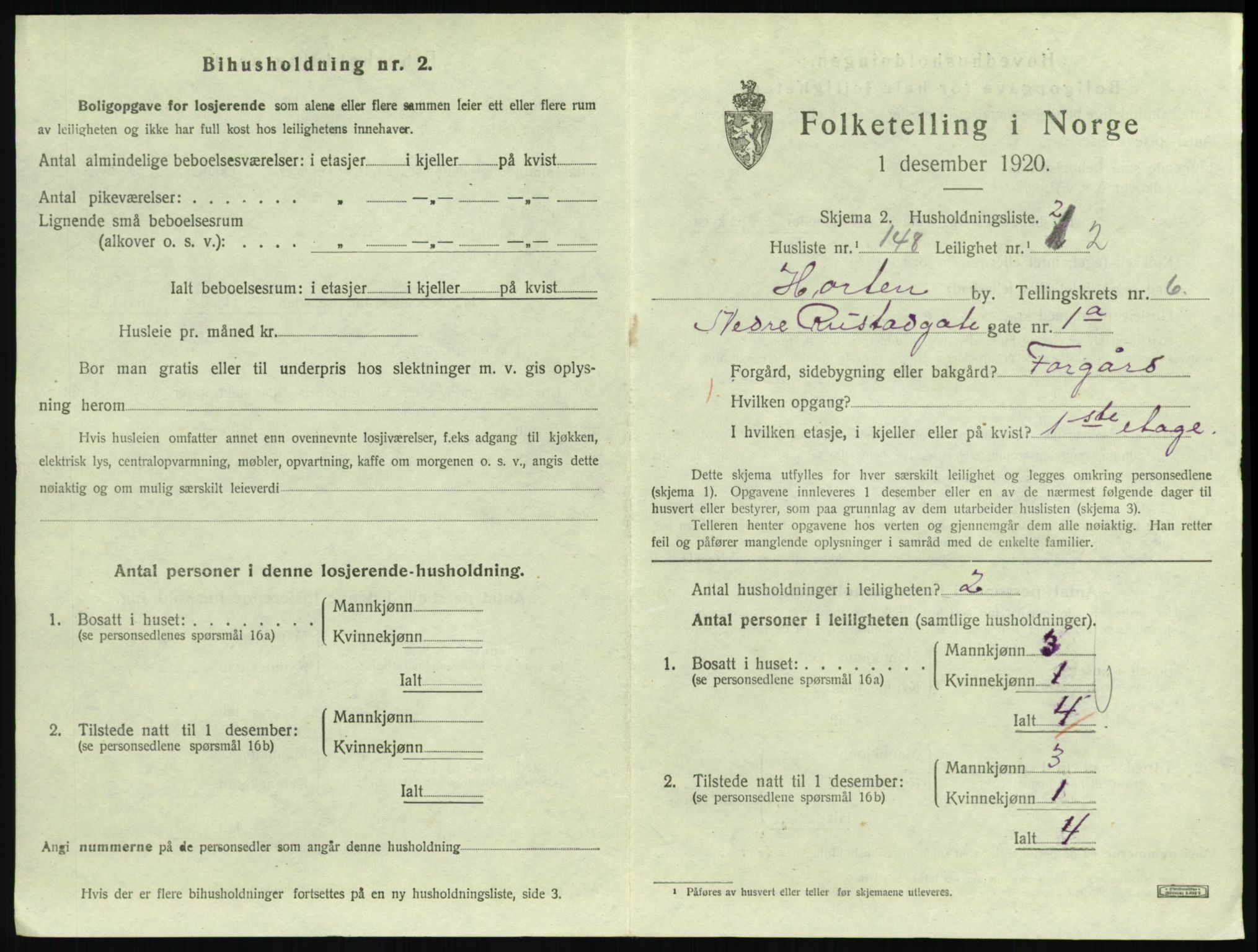 SAKO, 1920 census for Horten, 1920, p. 6949