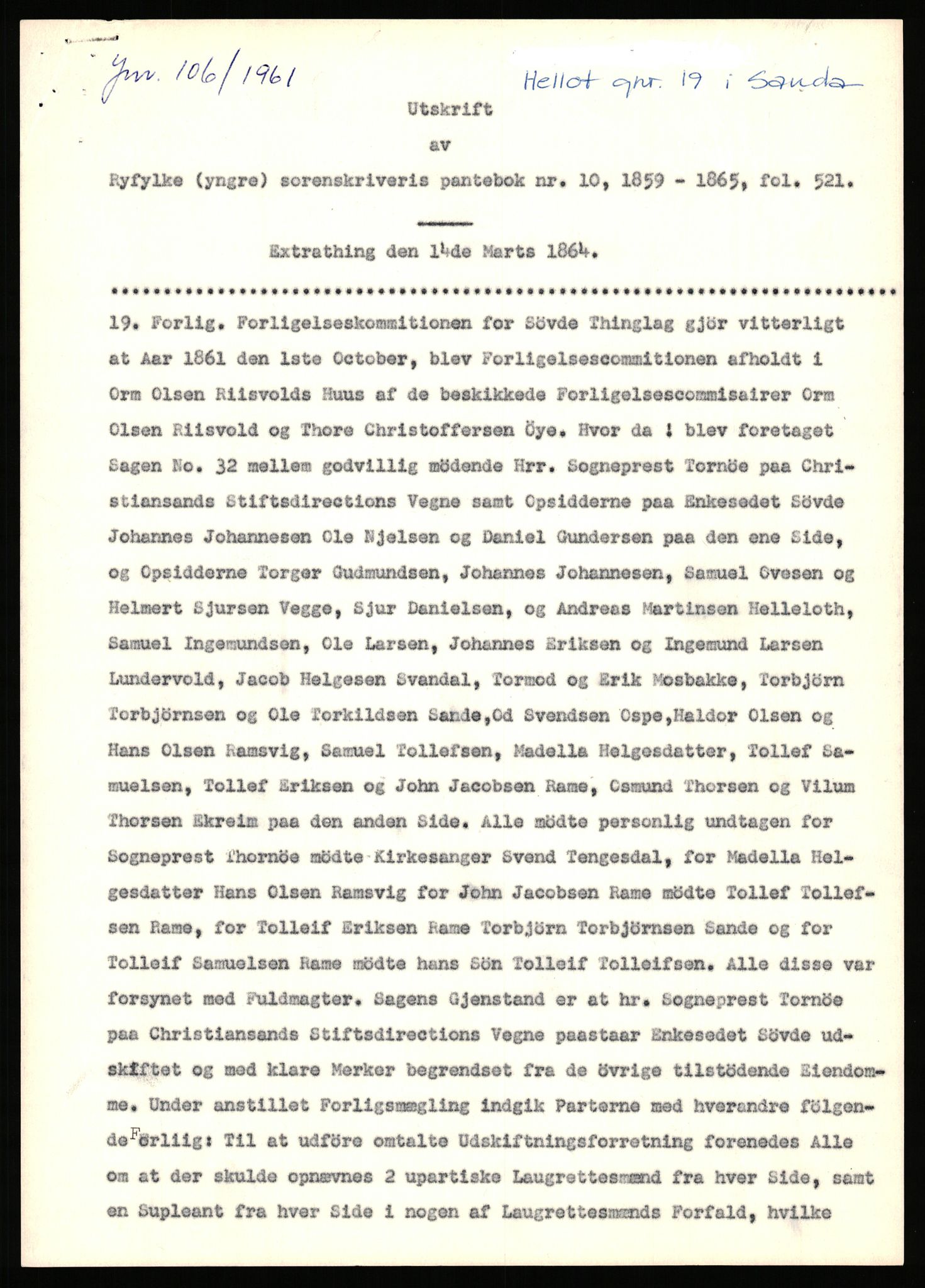 Statsarkivet i Stavanger, SAST/A-101971/03/Y/Yj/L0035: Avskrifter sortert etter gårdsnavn: Helleland - Hersdal, 1750-1930, p. 63
