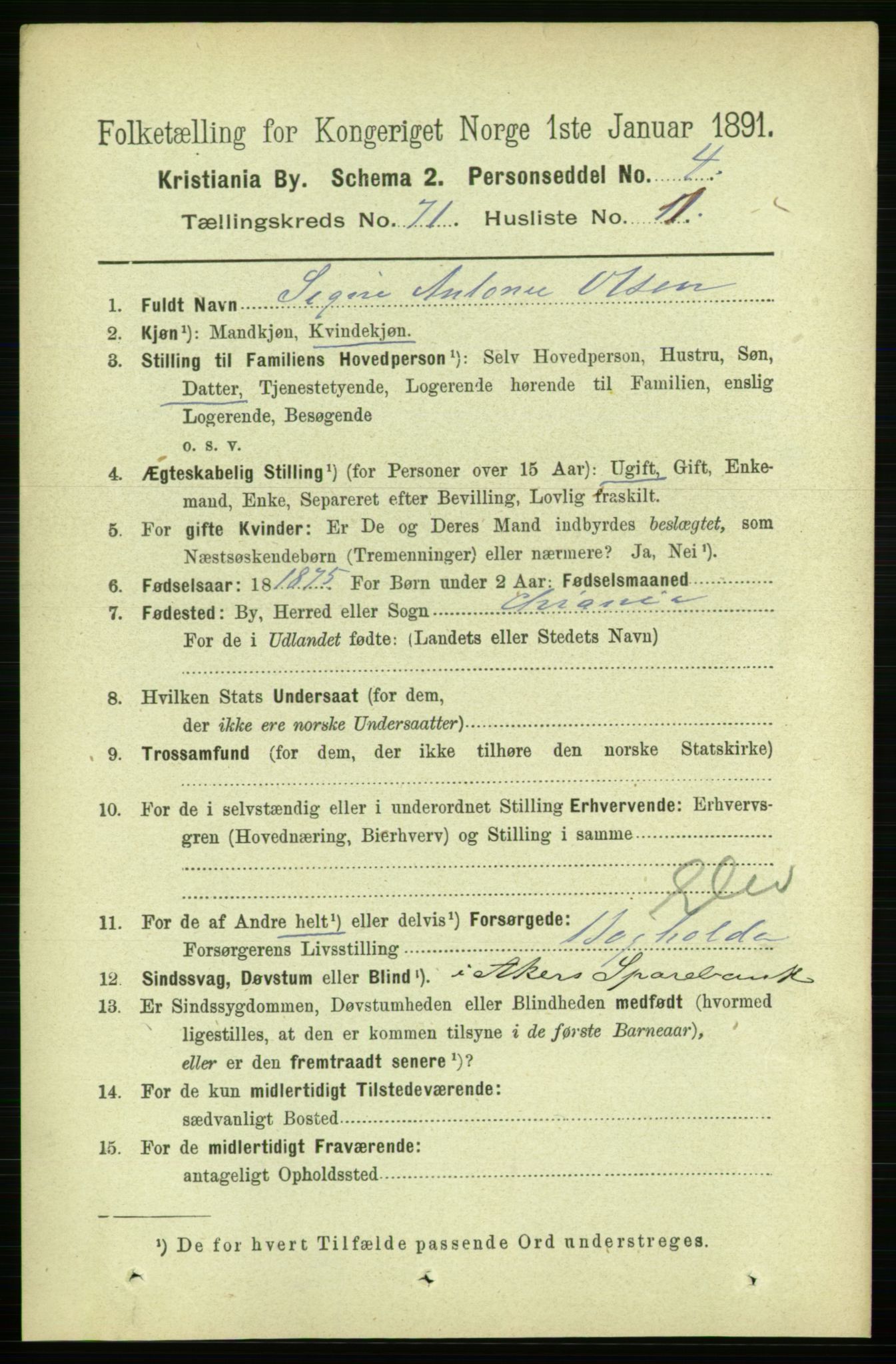 RA, 1891 census for 0301 Kristiania, 1891, p. 38925