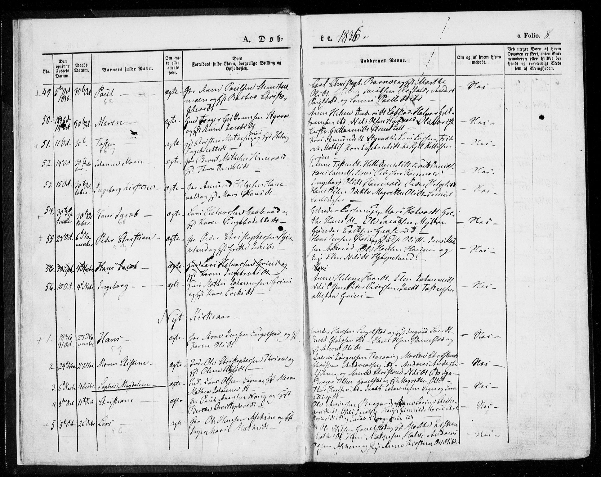Lardal kirkebøker, SAKO/A-350/F/Fa/L0006: Parish register (official) no. I 6, 1835-1860, p. 8