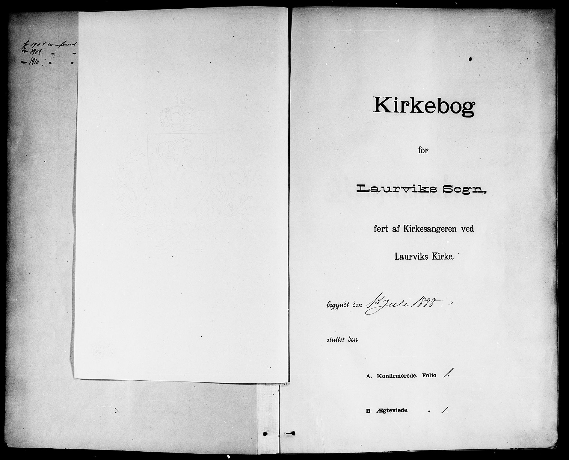 Larvik kirkebøker, SAKO/A-352/G/Ga/L0006: Parish register (copy) no. I 6, 1888-1917