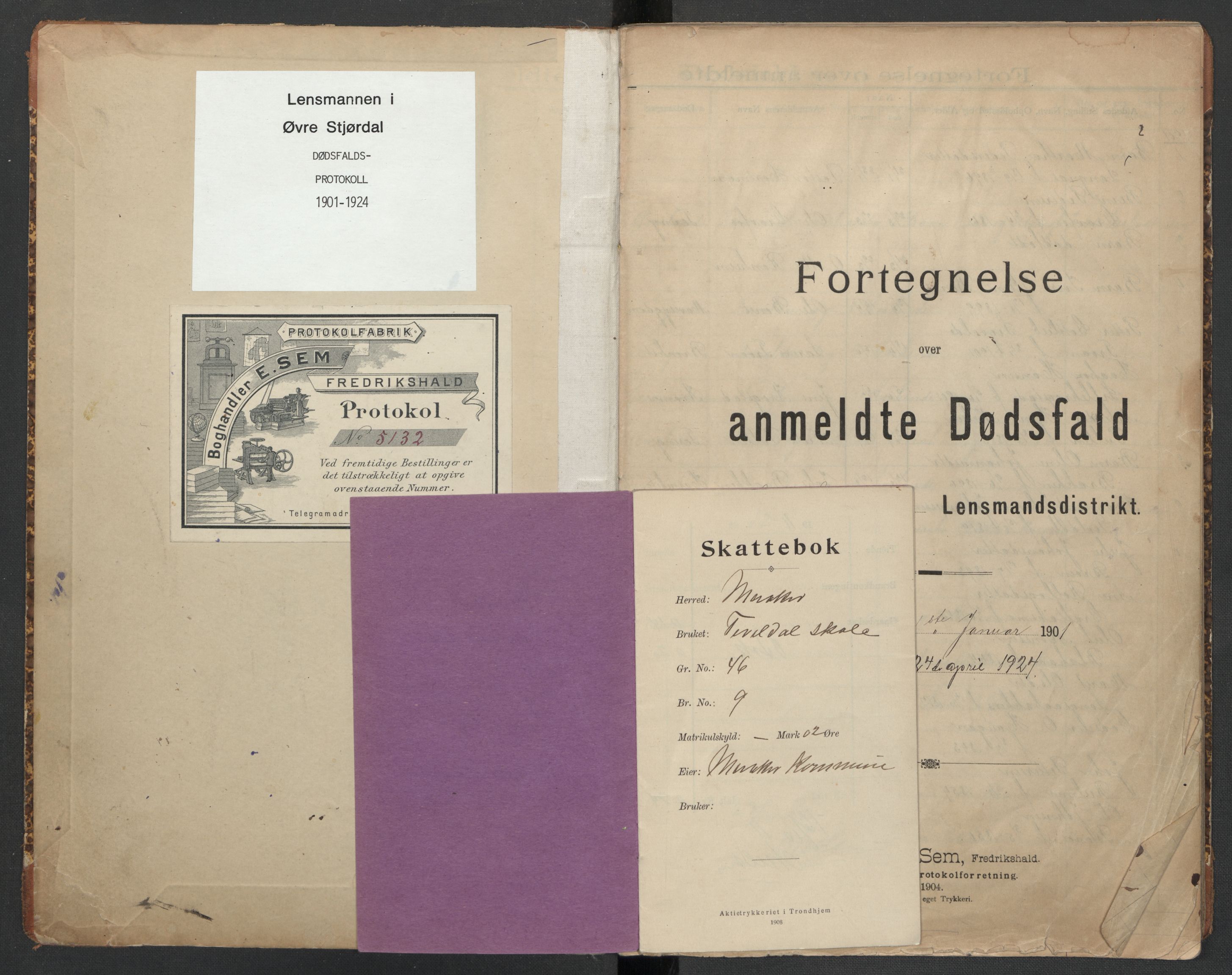 Øvre Stjørdal lensmannskontor, AV/SAT-A-1819/1/02/L0003: 2.01.03 Dødsfallsprotokoll, 1901-1924