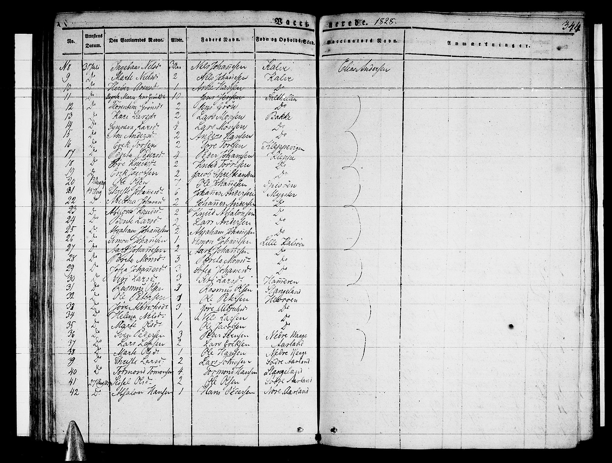 Sund sokneprestembete, AV/SAB-A-99930: Parish register (official) no. A 12, 1825-1835, p. 344