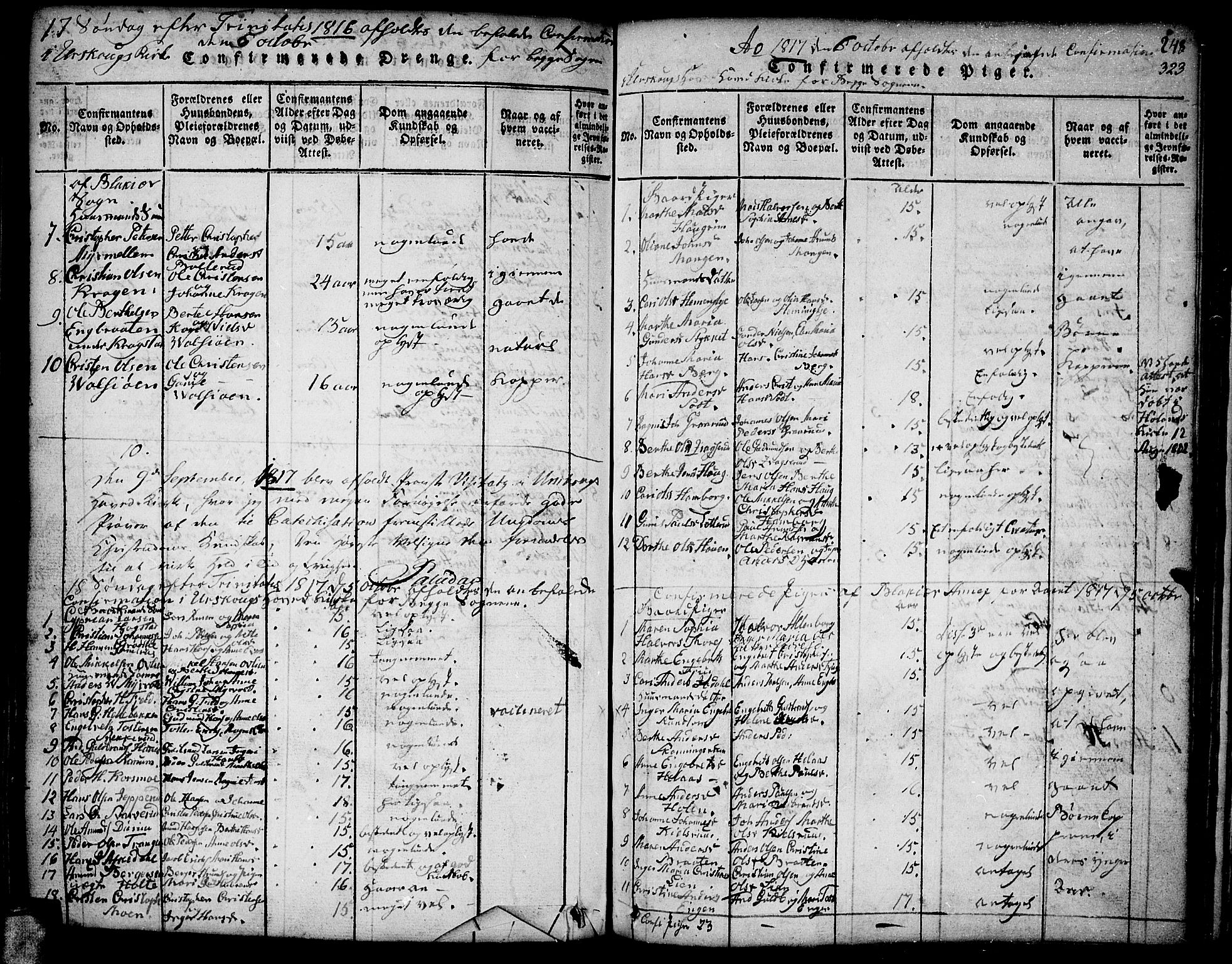 Aurskog prestekontor Kirkebøker, SAO/A-10304a/F/Fa/L0005: Parish register (official) no. I 5, 1814-1829, p. 323