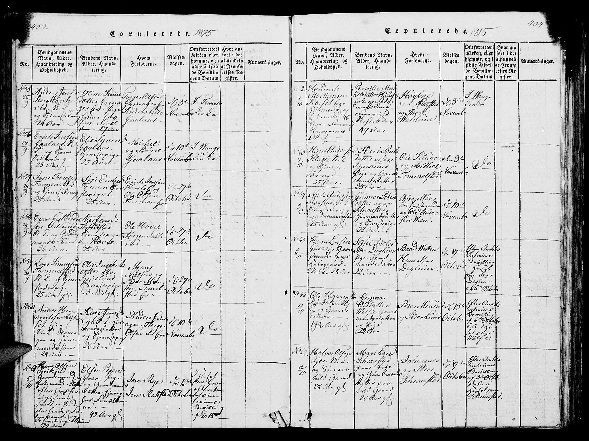 Vang prestekontor, Hedmark, AV/SAH-PREST-008/H/Ha/Hab/L0004: Parish register (copy) no. 4, 1813-1827, p. 403-404