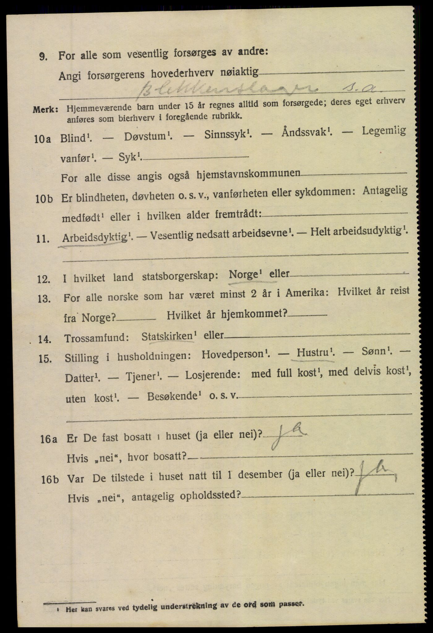 SAK, 1920 census for Øyestad, 1920, p. 9409