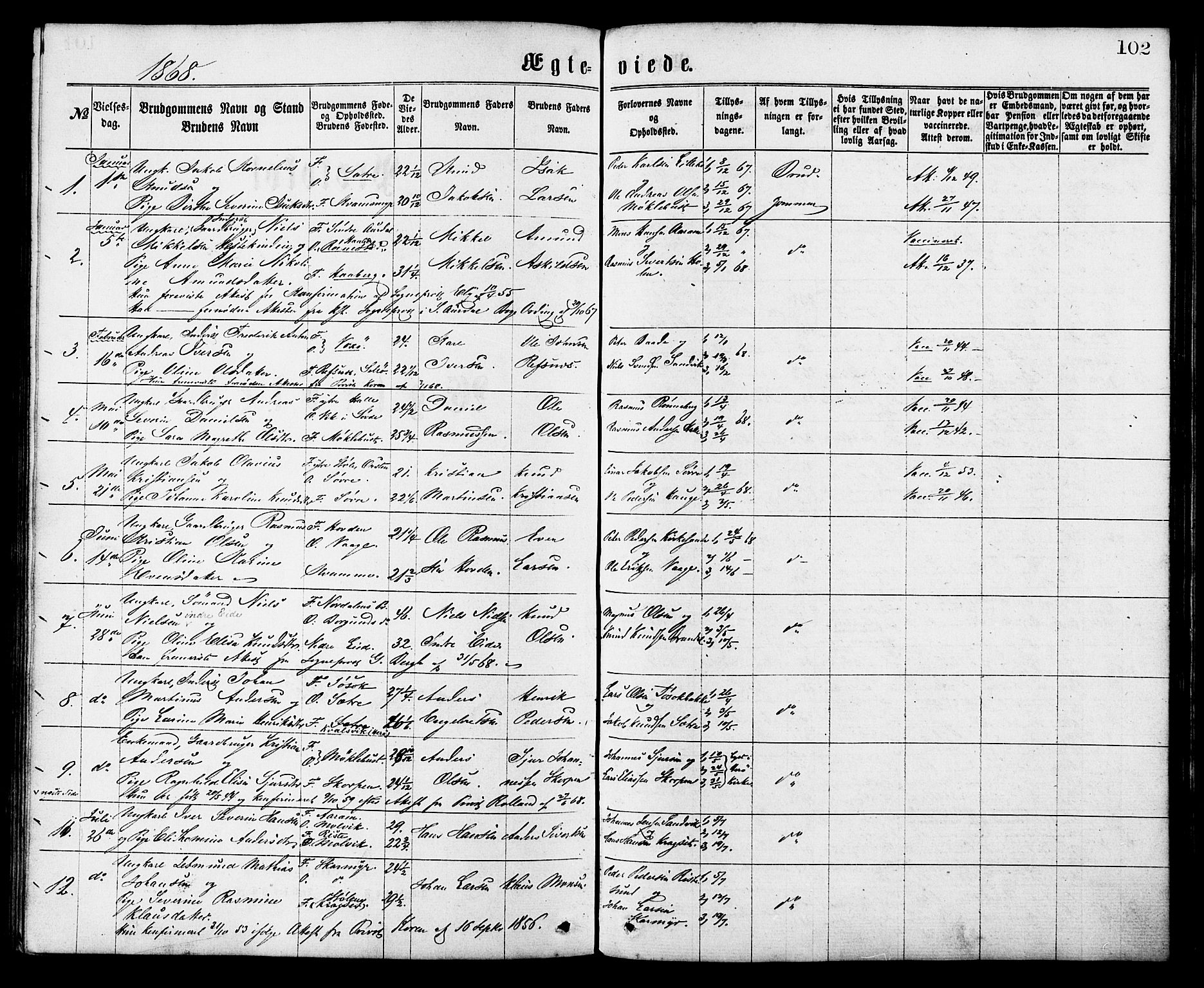 Ministerialprotokoller, klokkerbøker og fødselsregistre - Møre og Romsdal, AV/SAT-A-1454/503/L0035: Parish register (official) no. 503A03, 1865-1884, p. 102