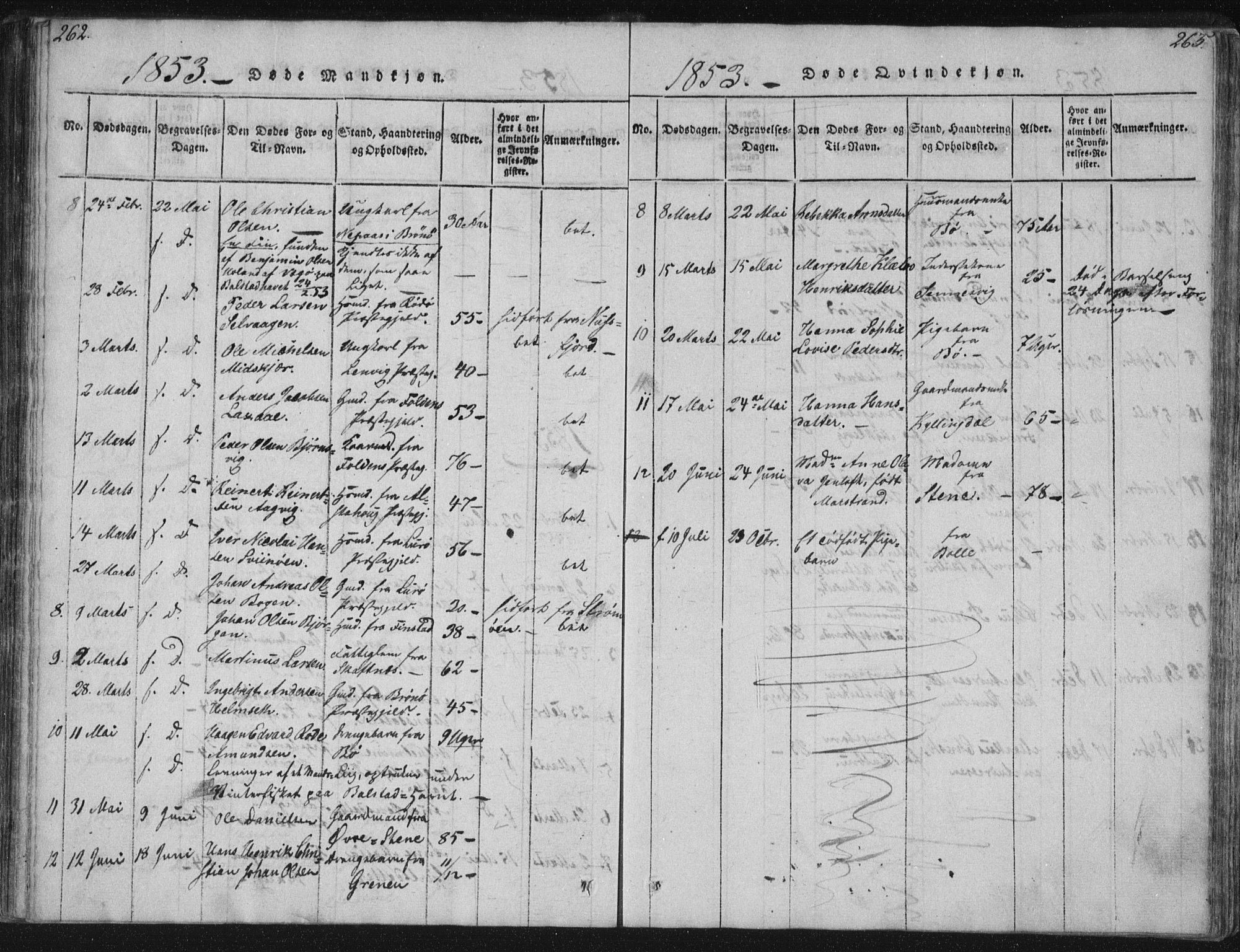 Ministerialprotokoller, klokkerbøker og fødselsregistre - Nordland, SAT/A-1459/881/L1164: Parish register (copy) no. 881C01, 1818-1853, p. 262-263