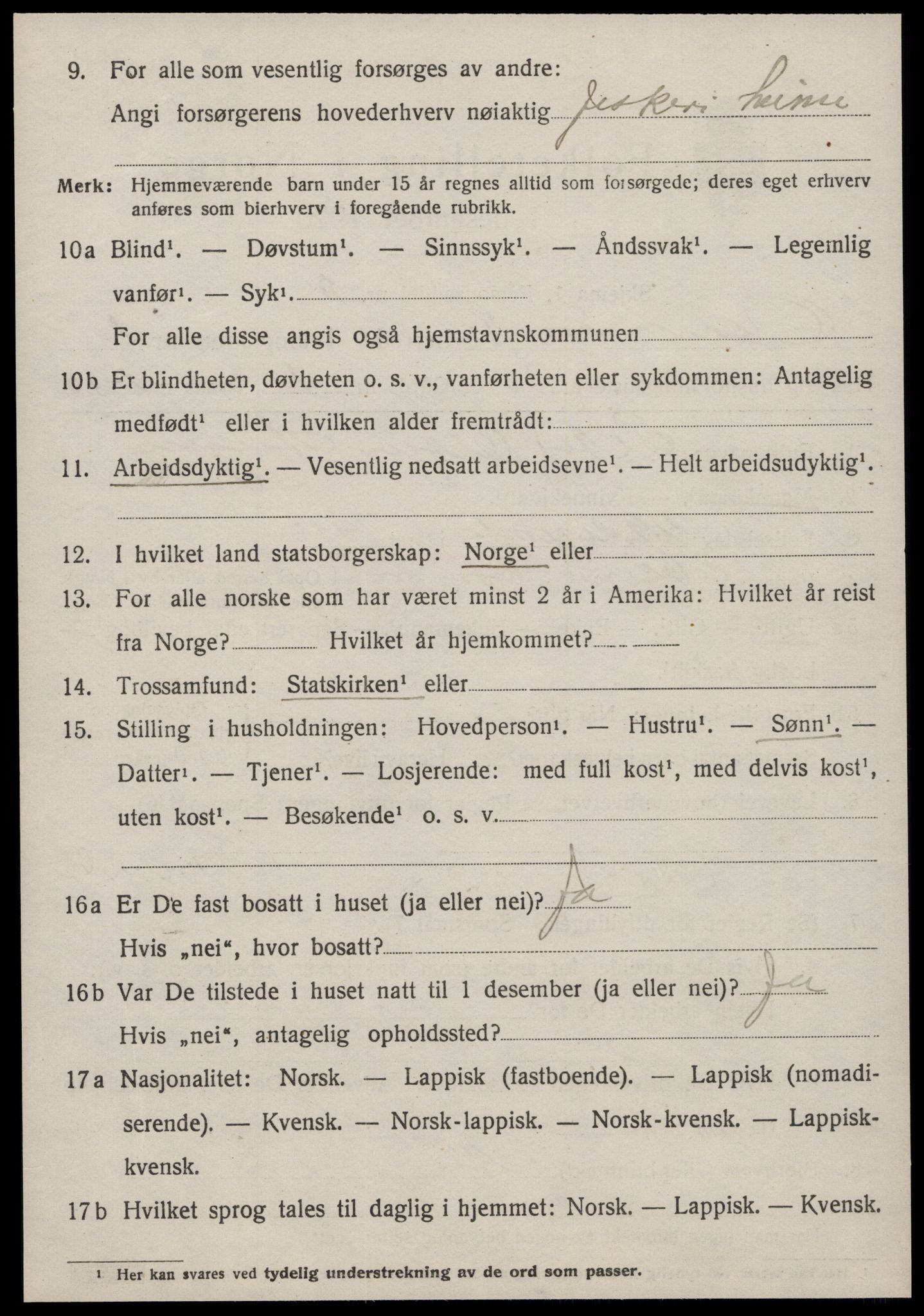 SAT, 1920 census for Osen, 1920, p. 1156