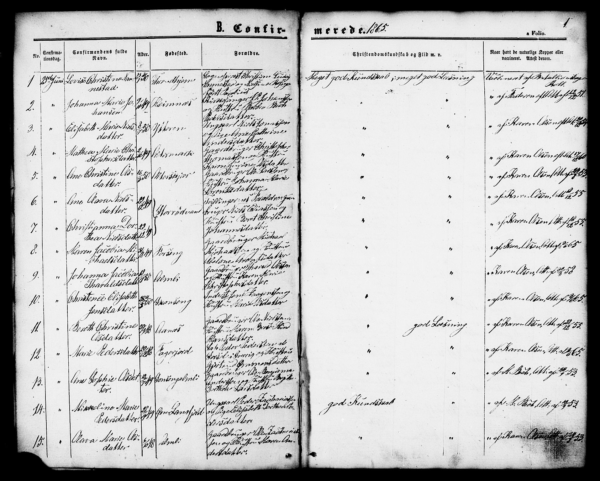 Ministerialprotokoller, klokkerbøker og fødselsregistre - Nordland, SAT/A-1459/827/L0394: Parish register (official) no. 827A06, 1865-1886, p. 1
