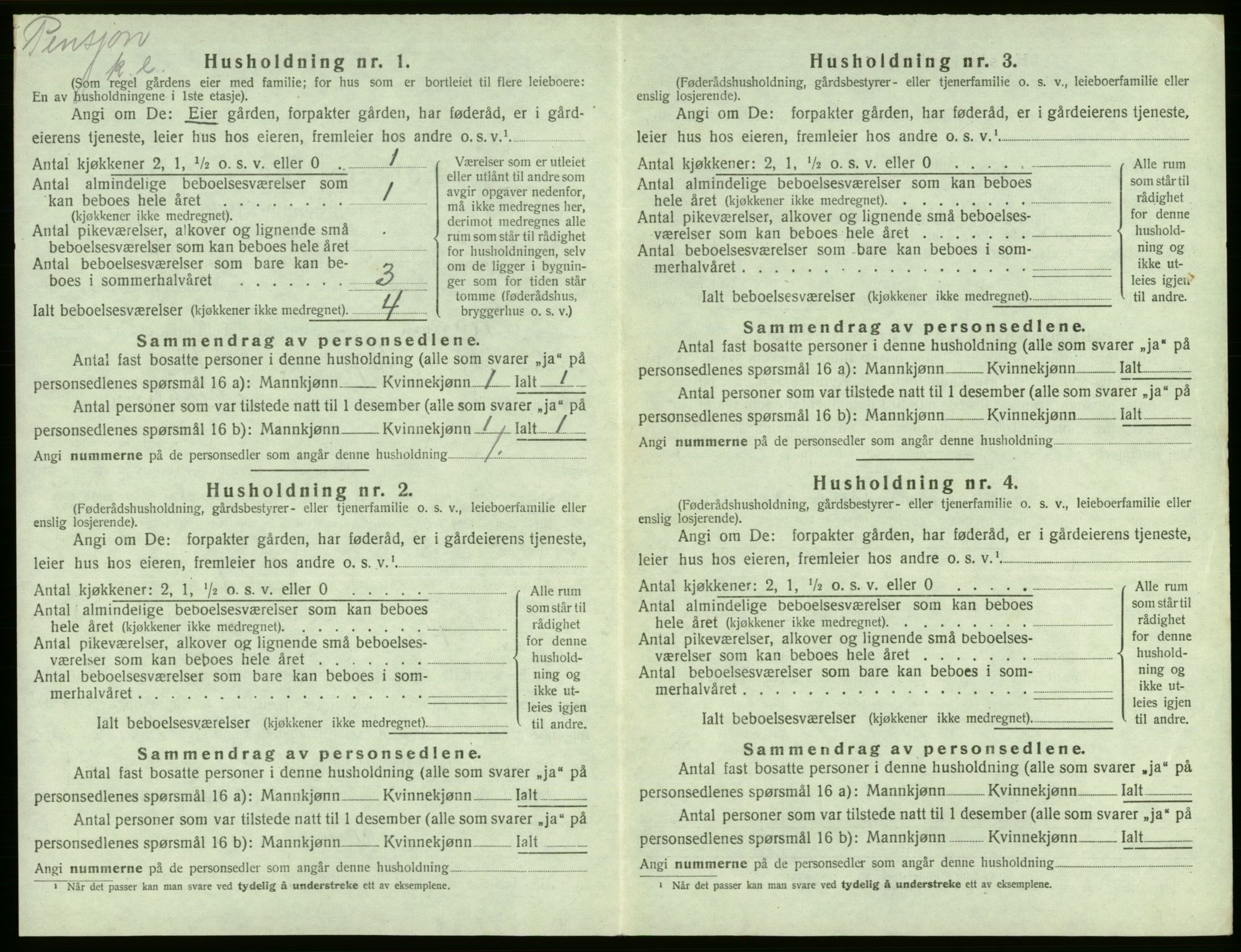 SAB, 1920 census for Granvin, 1920, p. 158