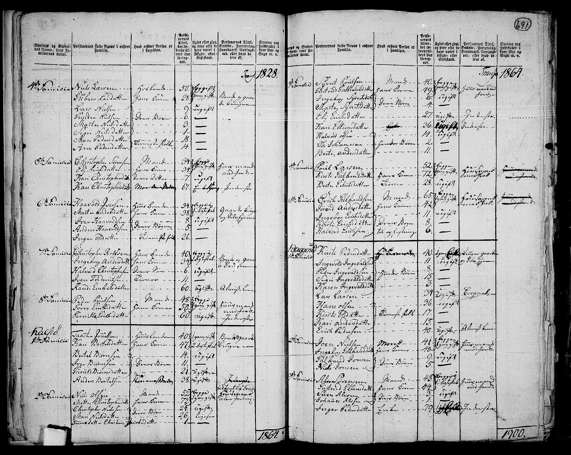 RA, 1801 census for 0532P Jevnaker, 1801, p. 690b-691a