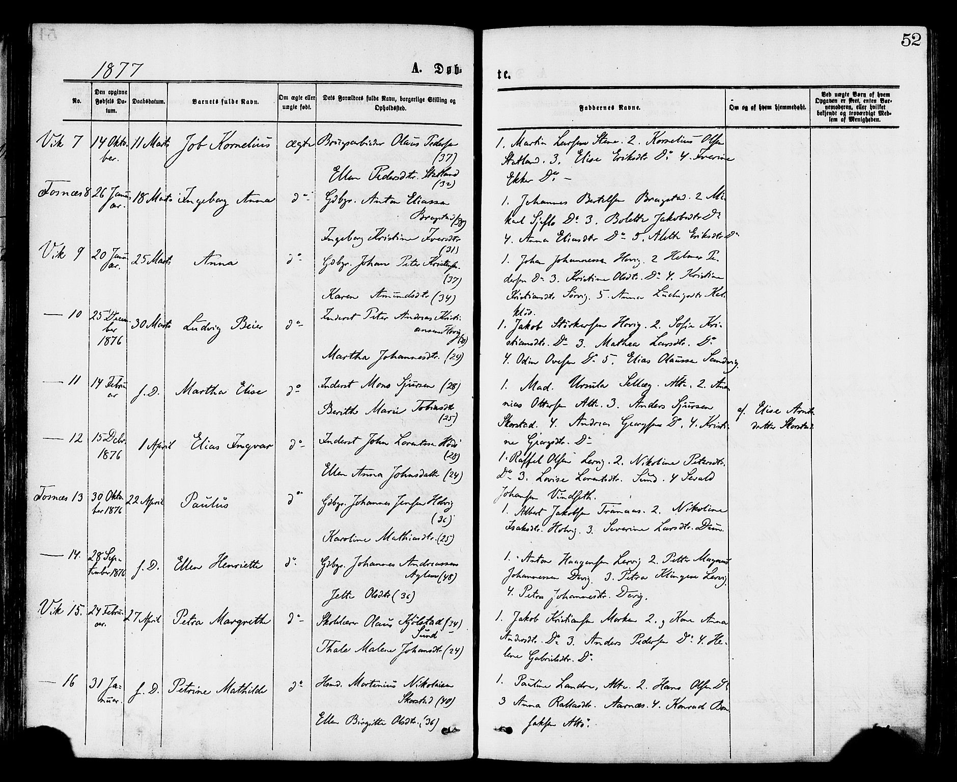 Ministerialprotokoller, klokkerbøker og fødselsregistre - Nord-Trøndelag, SAT/A-1458/773/L0616: Parish register (official) no. 773A07, 1870-1887, p. 52