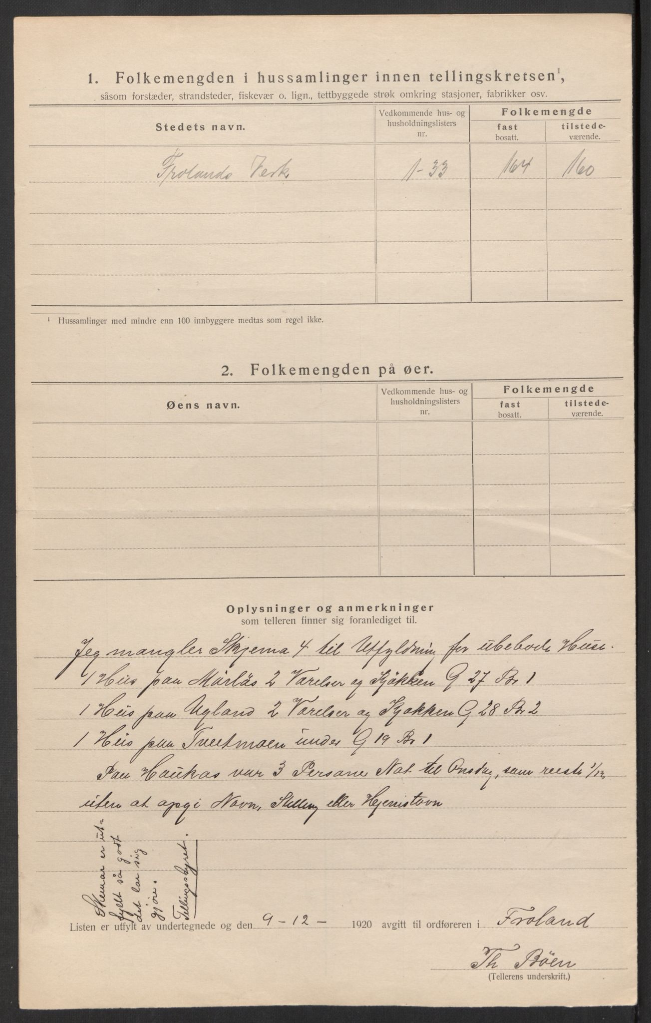 SAK, 1920 census for Froland, 1920, p. 17