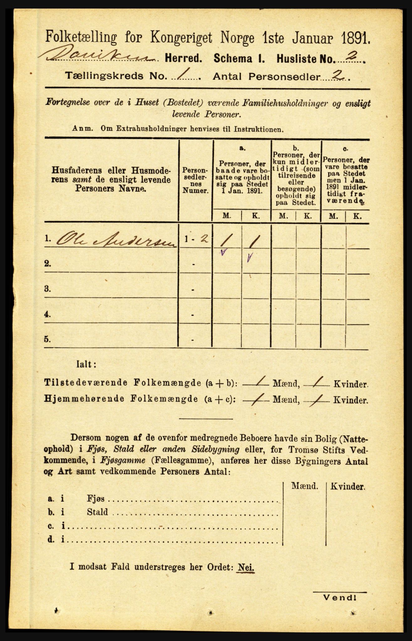 RA, 1891 census for 1442 Davik, 1891, p. 27