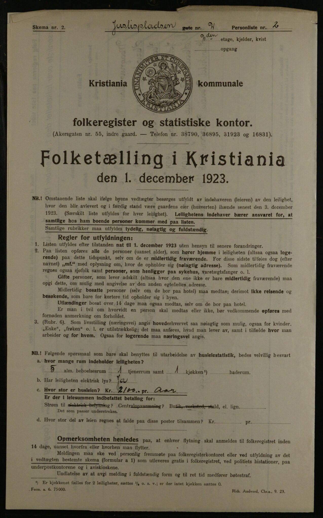 OBA, Municipal Census 1923 for Kristiania, 1923, p. 53569