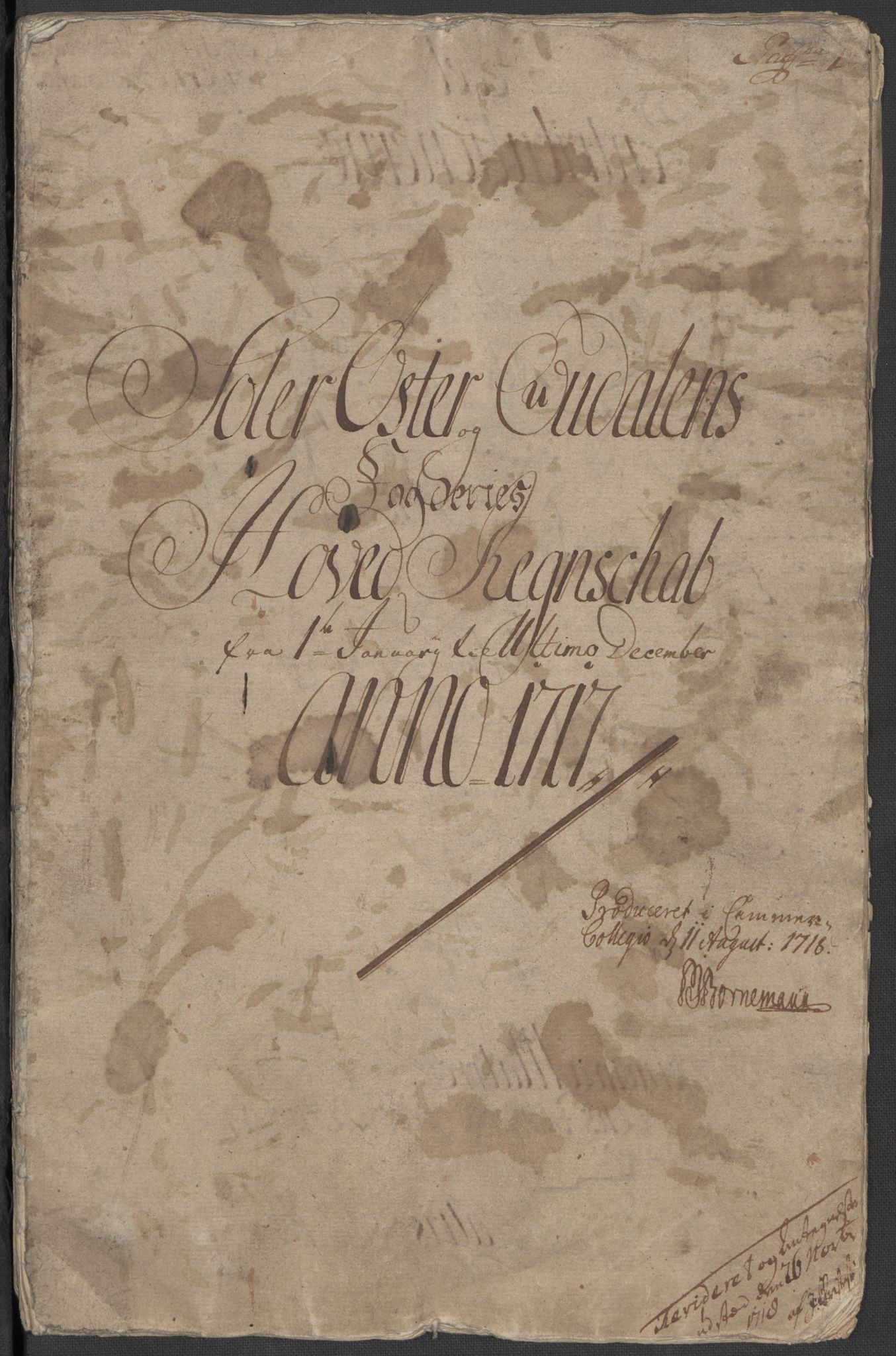 Rentekammeret inntil 1814, Reviderte regnskaper, Fogderegnskap, RA/EA-4092/R13/L0856: Fogderegnskap Solør, Odal og Østerdal, 1717, p. 3