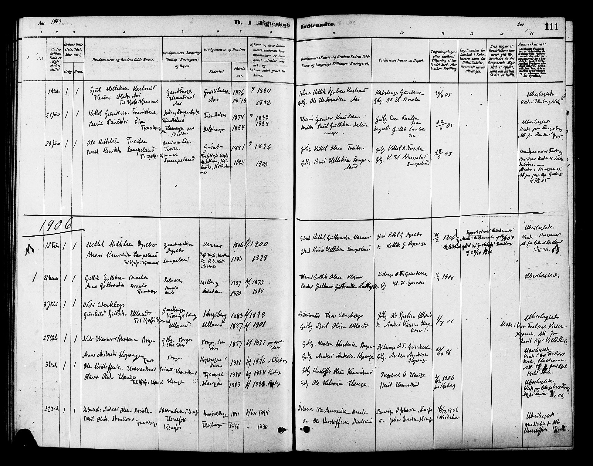 Flesberg kirkebøker, AV/SAKO-A-18/F/Fb/L0001: Parish register (official) no. II 1, 1879-1907, p. 111