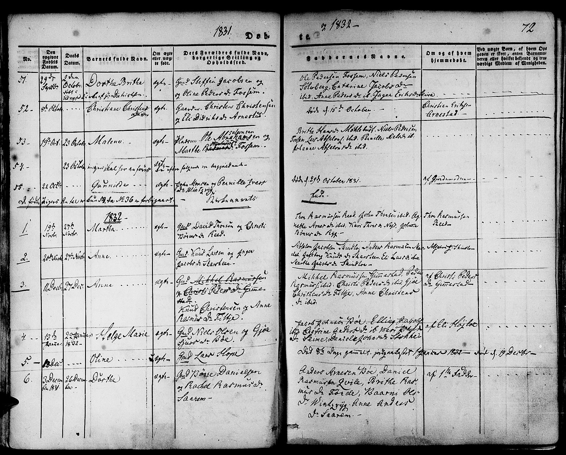 Gloppen sokneprestembete, AV/SAB-A-80101/H/Haa/Haaa/L0007: Parish register (official) no. A 7, 1827-1837, p. 72