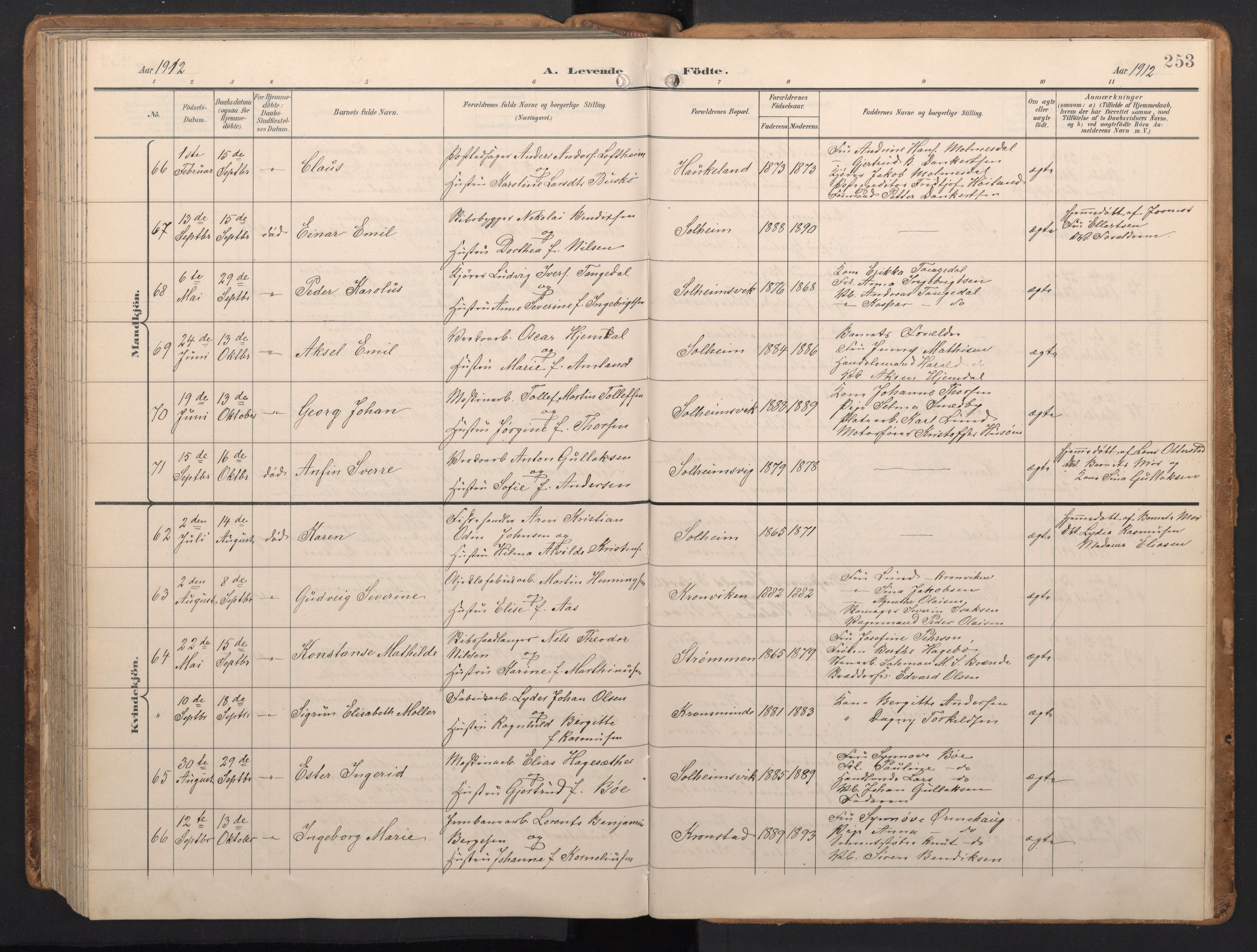 Årstad Sokneprestembete, AV/SAB-A-79301/H/Hab/L0002: Parish register (copy) no. A 2, 1896-1912, p. 252b-253a