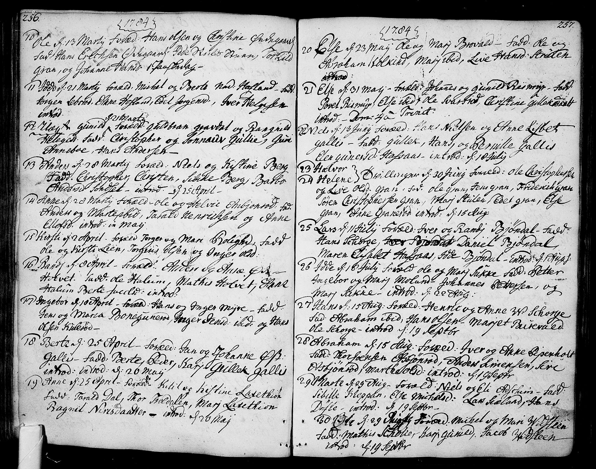 Andebu kirkebøker, SAKO/A-336/F/Fa/L0002: Parish register (official) no. 2, 1733-1802, p. 256-257