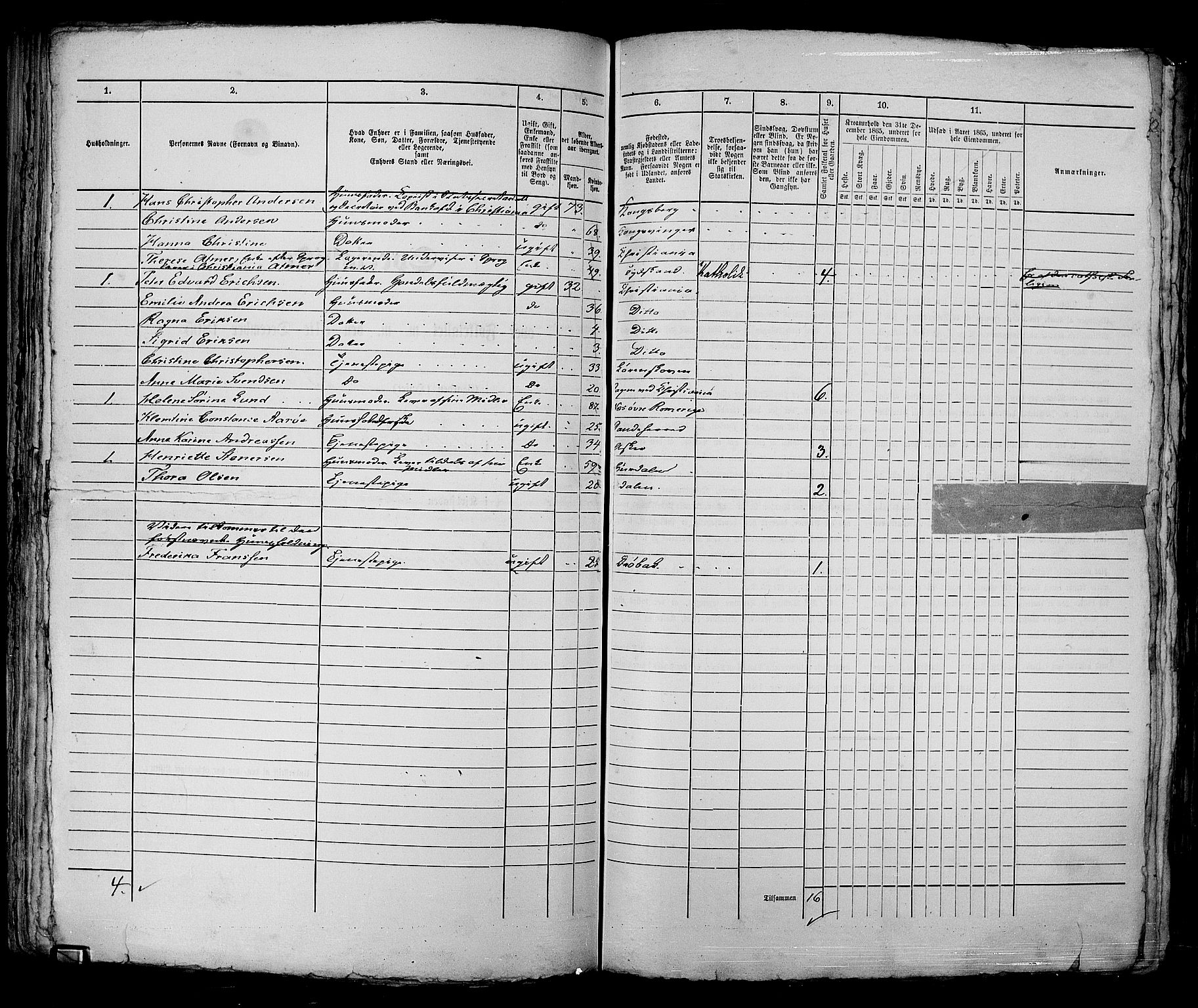 RA, 1865 census for Kristiania, 1865, p. 1867