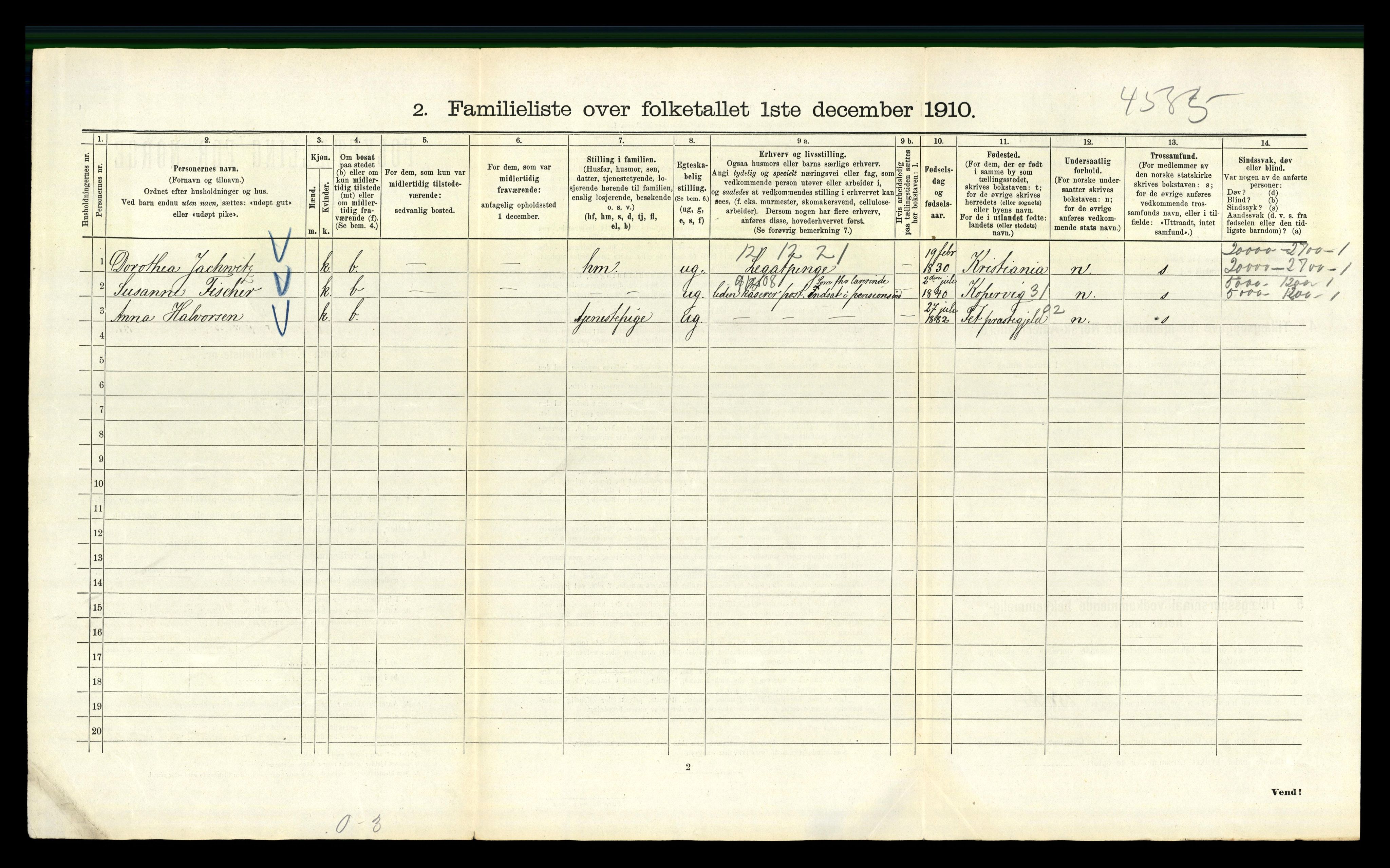 RA, 1910 census for Kristiania, 1910, p. 40278