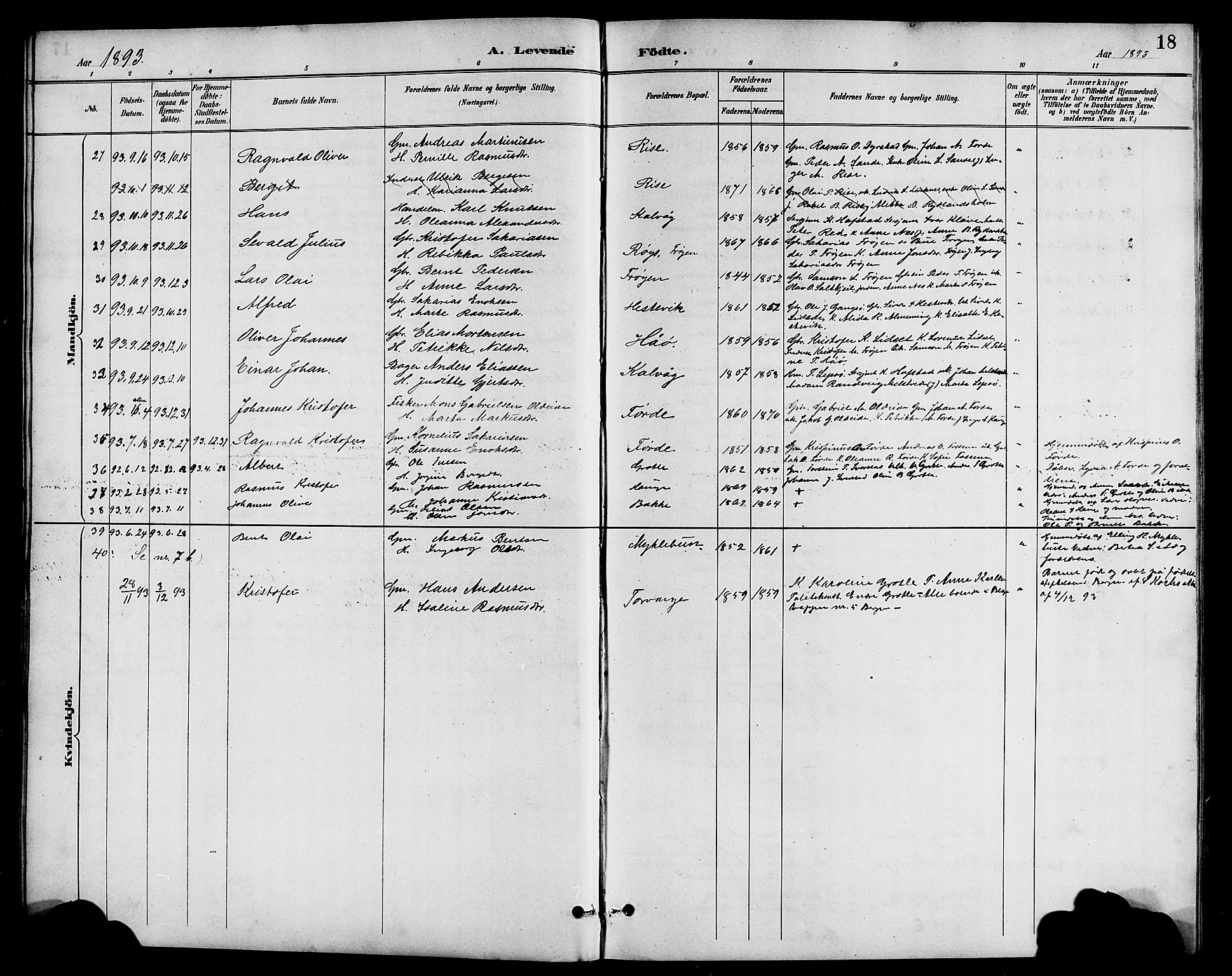 Bremanger sokneprestembete, SAB/A-82201/H/Hab/Haba/L0003: Parish register (copy) no. A 3, 1890-1908, p. 18