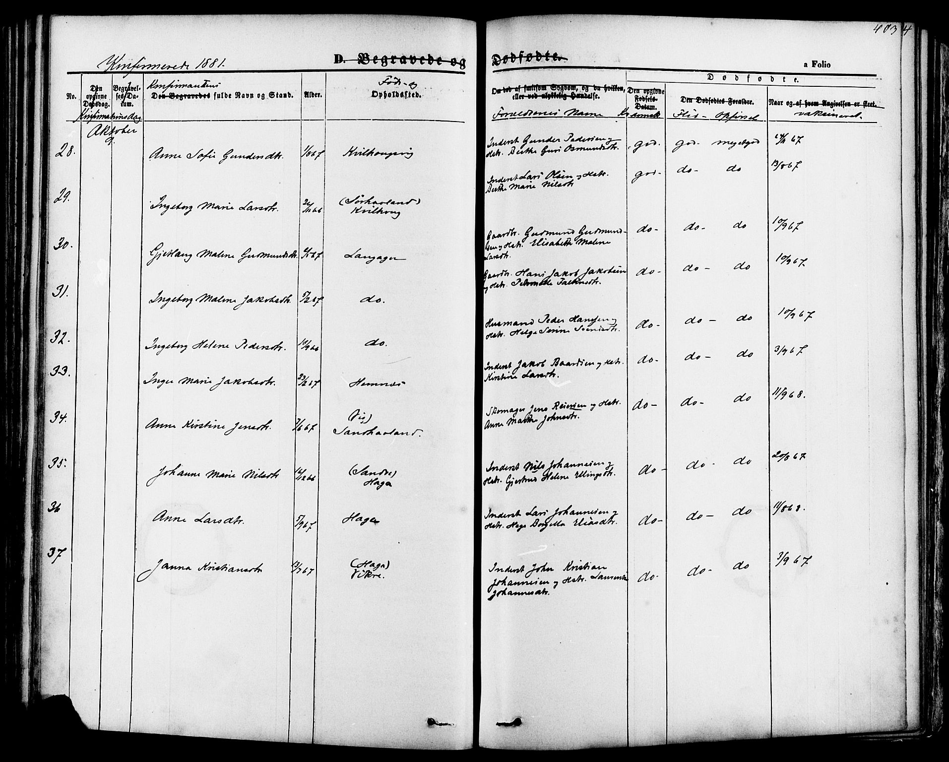 Skudenes sokneprestkontor, AV/SAST-A -101849/H/Ha/Haa/L0006: Parish register (official) no. A 4, 1864-1881, p. 403