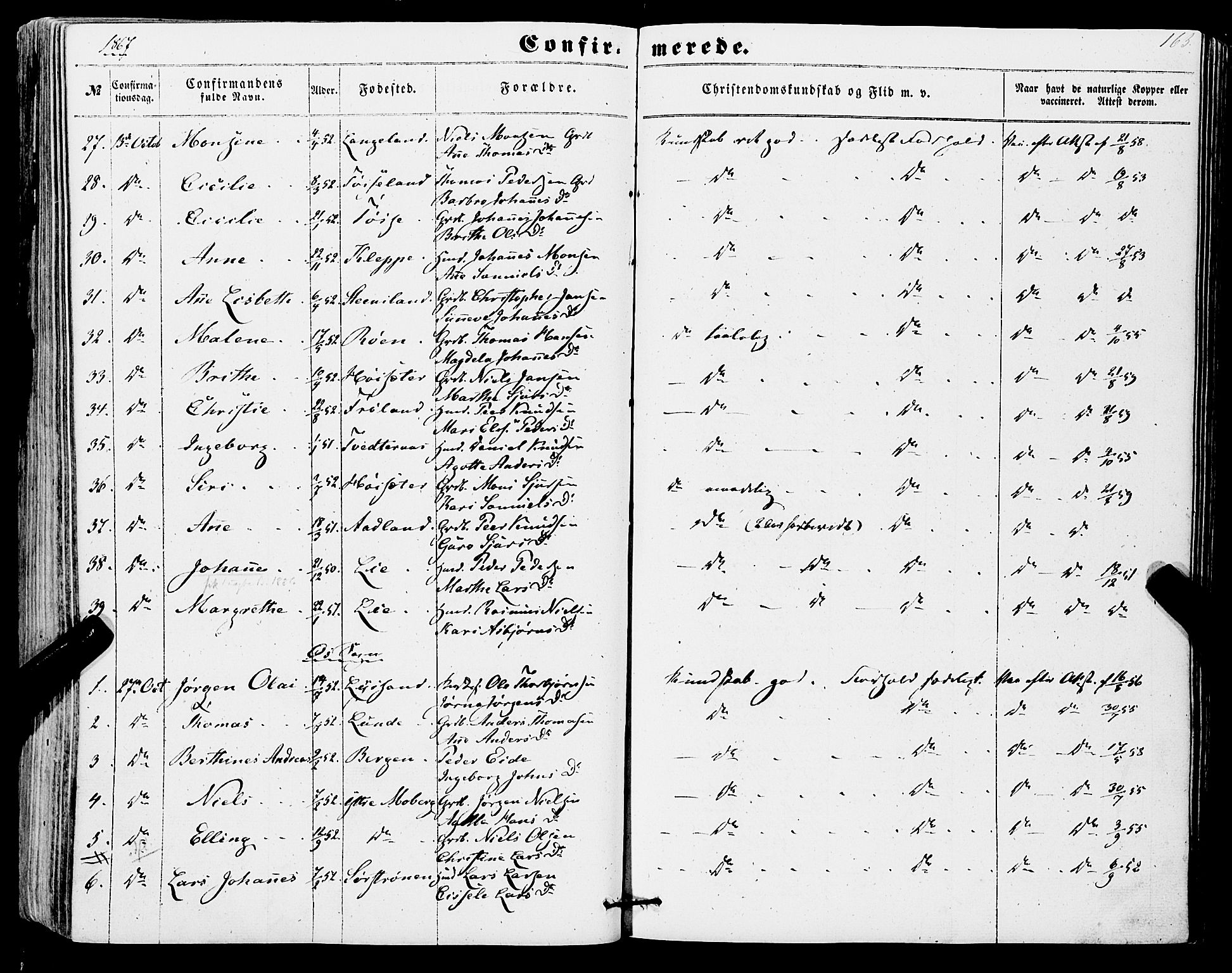 Os sokneprestembete, AV/SAB-A-99929: Parish register (official) no. A 17, 1860-1873, p. 163