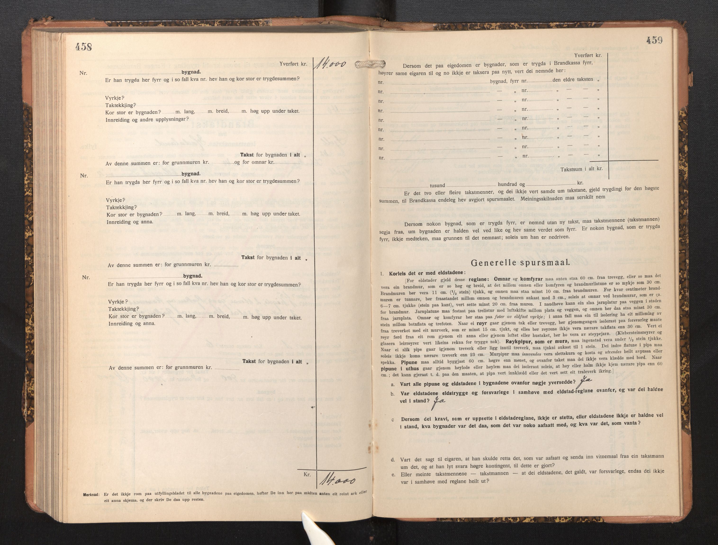 Lensmannen i Fjell, SAB/A-32301/0012/L0006: Branntakstprotokoll, skjematakst, 1931-1945, p. 458-459