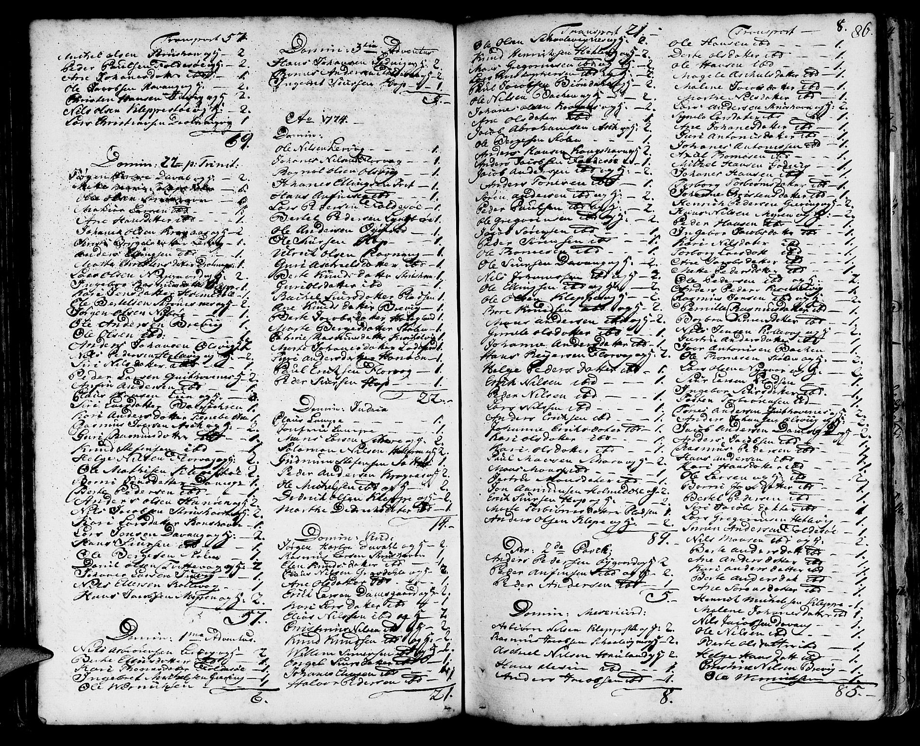 Askøy Sokneprestembete, SAB/A-74101/H/Ha/Haa/Haaa/L0001: Parish register (official) no. A 1, 1742-1818, p. 86