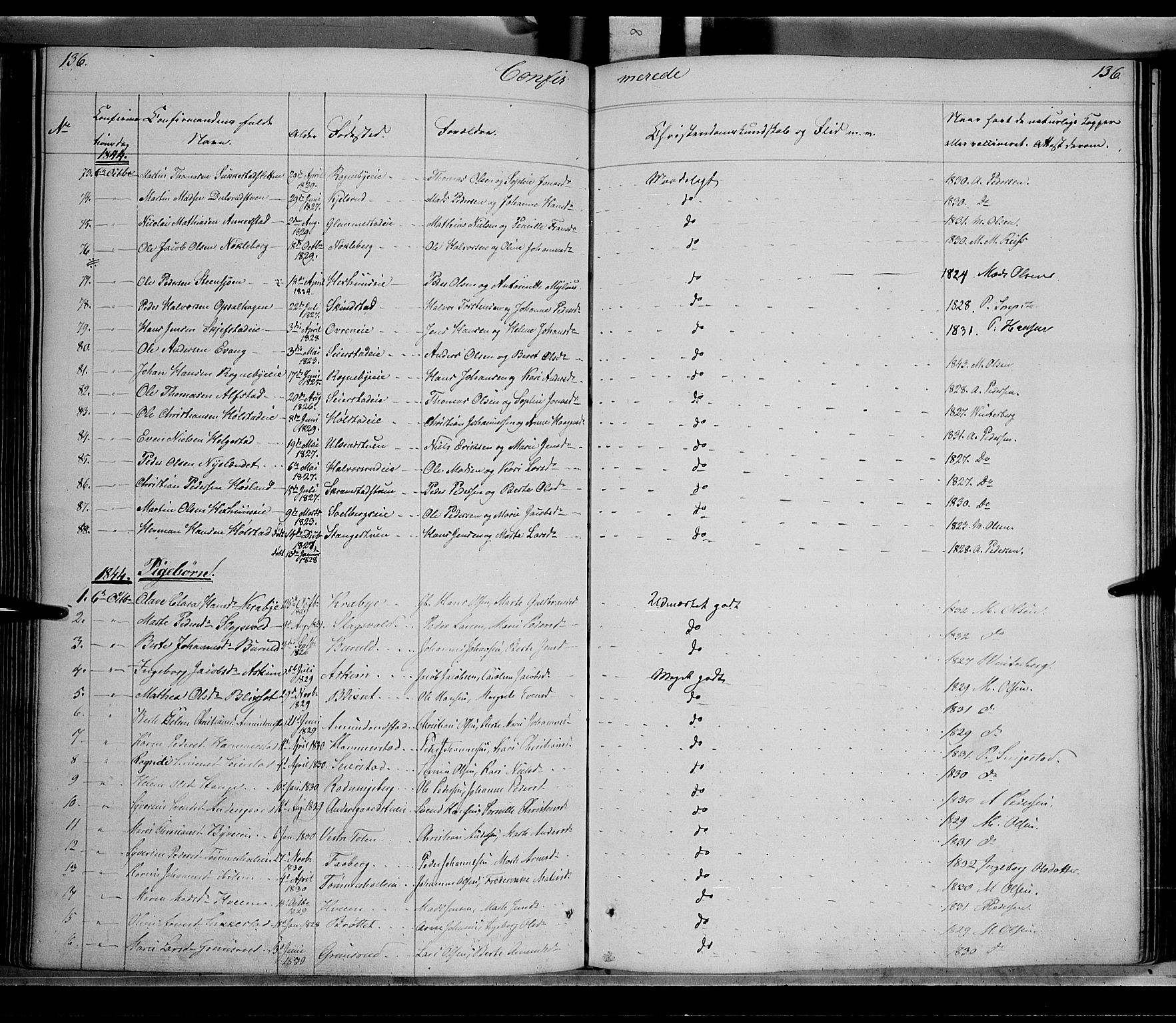 Østre Toten prestekontor, AV/SAH-PREST-104/H/Ha/Haa/L0002: Parish register (official) no. 2, 1840-1847, p. 136